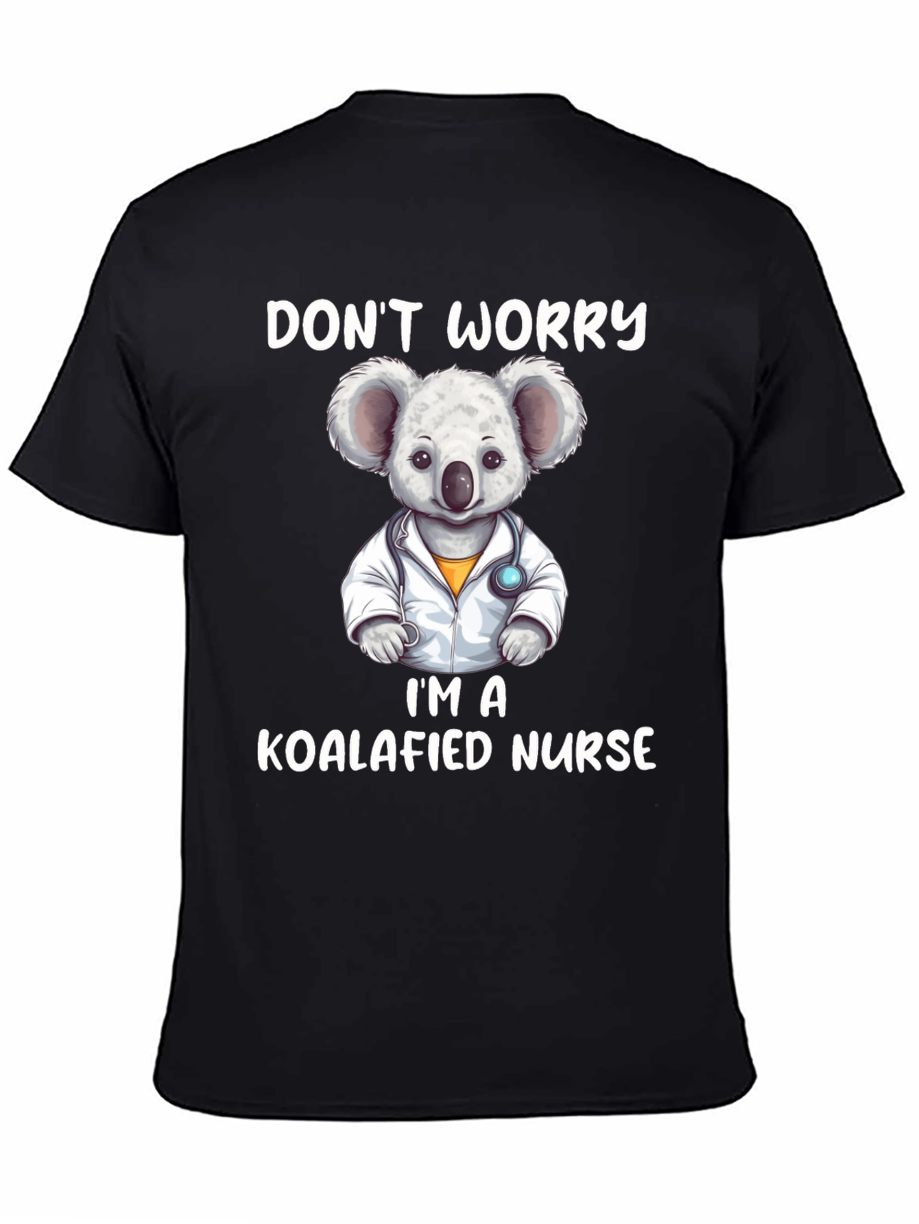 Black Koalafied Nurse Graphic Tee - Cute Koala Design view 4