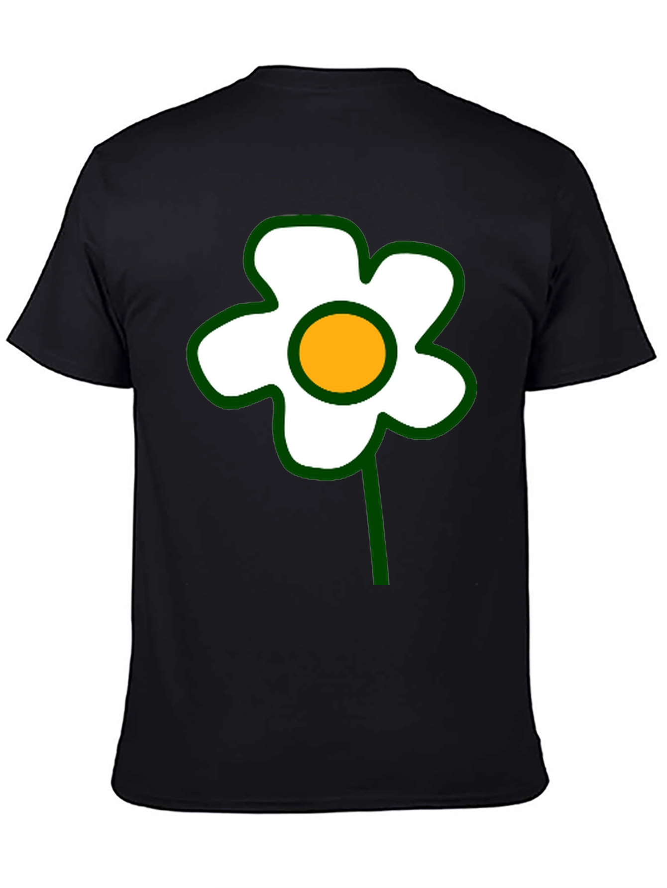 Black Black T-Shirt with Retro Flower Graphic view 4