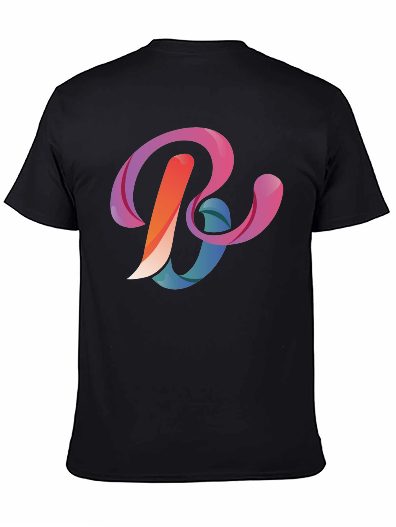 Black Abstract Letter B Graphic Black T-Shirt view 4