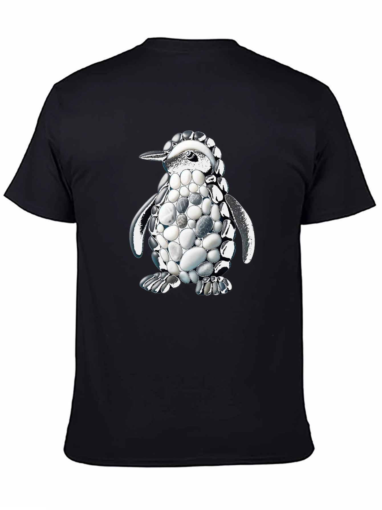Black Stone Penguin Graphic Tee - Unique Design view 4
