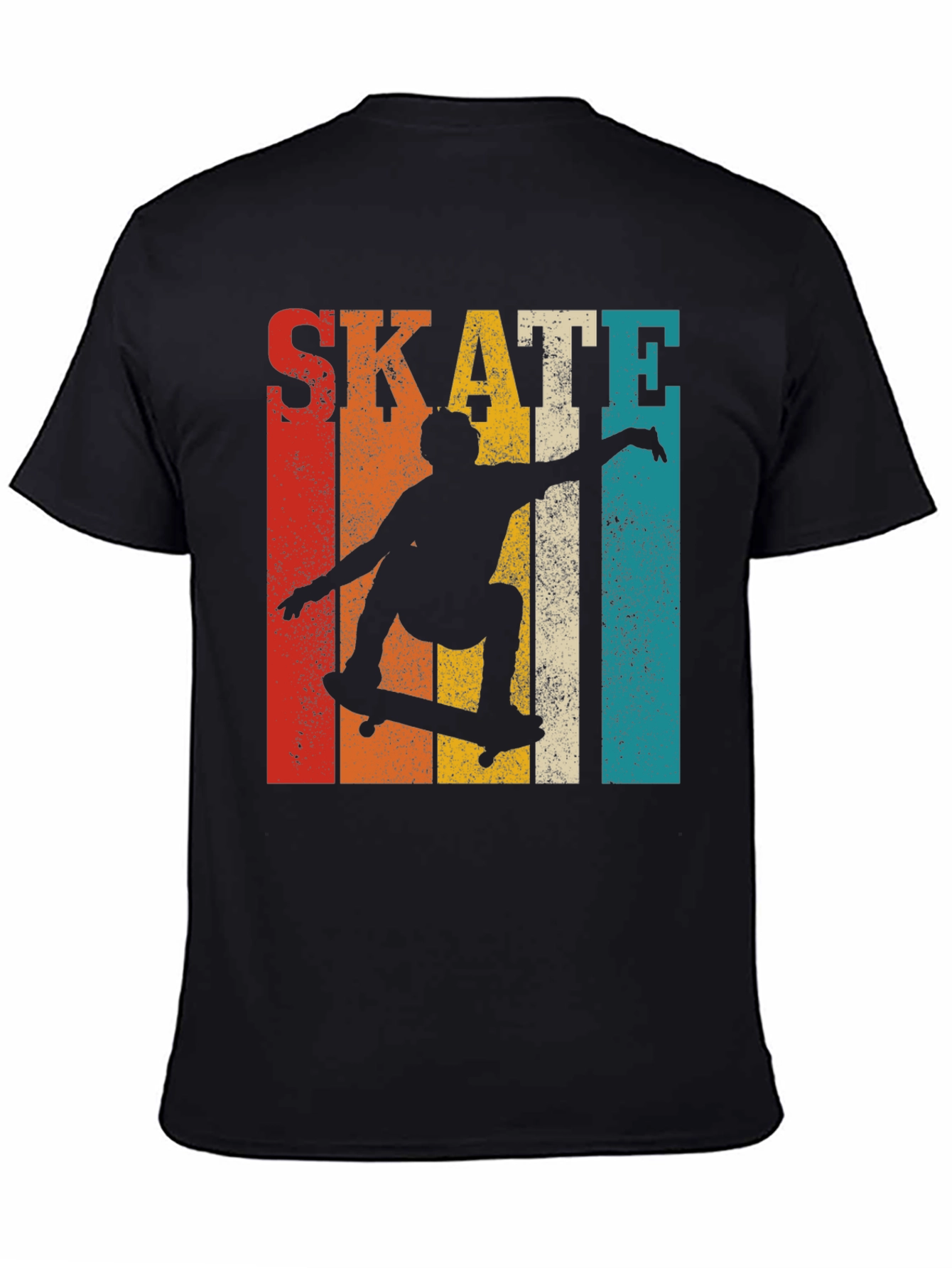 Black Retro Skateboarding Graphic T-Shirt view 4