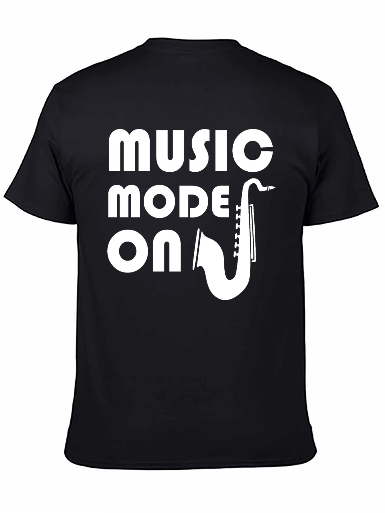 Black Music Mode On T-Shirt - Saxophone Graphic Tee view 4