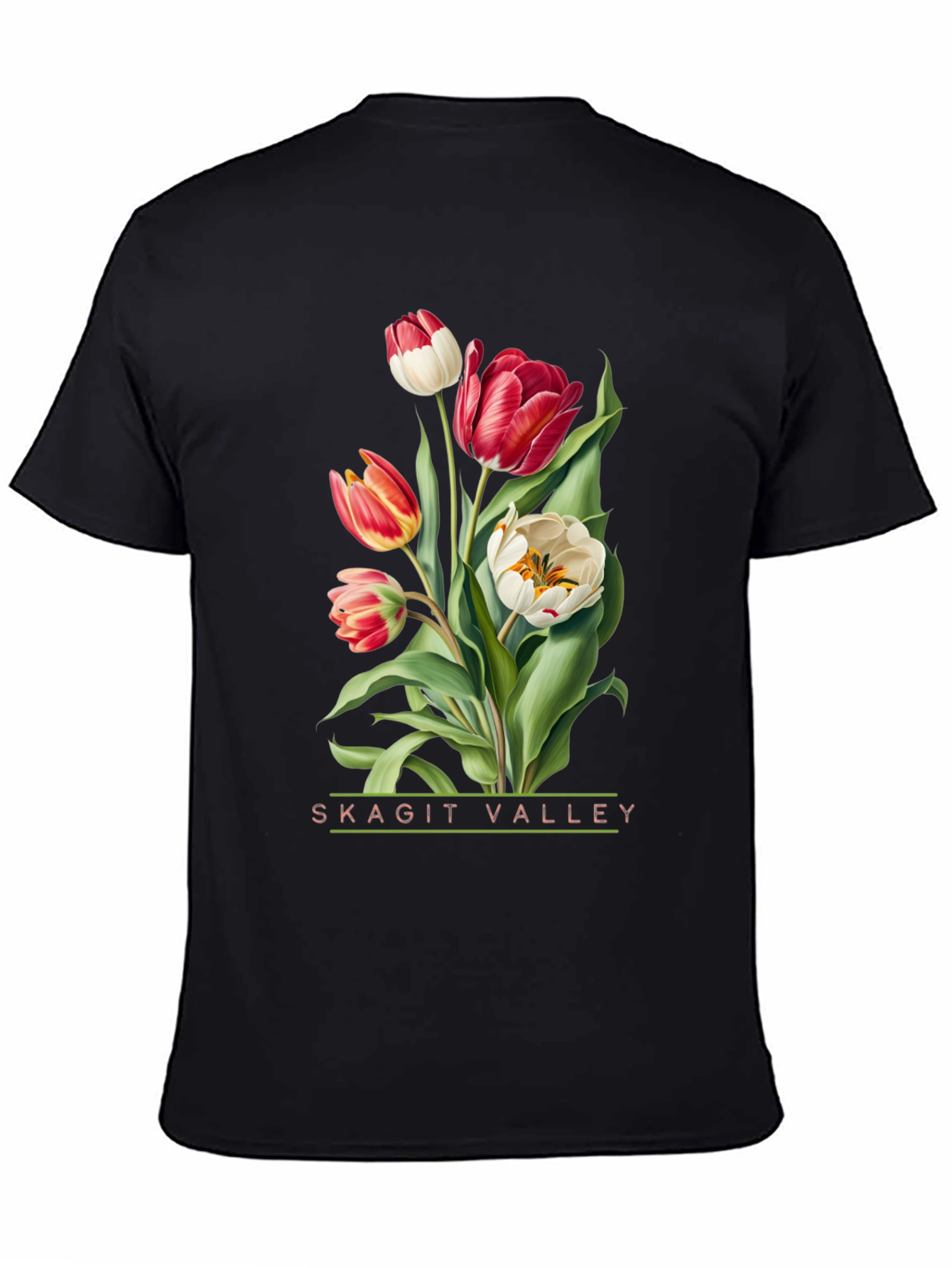 Black Skagit Valley Tulips Graphic Tee view 4