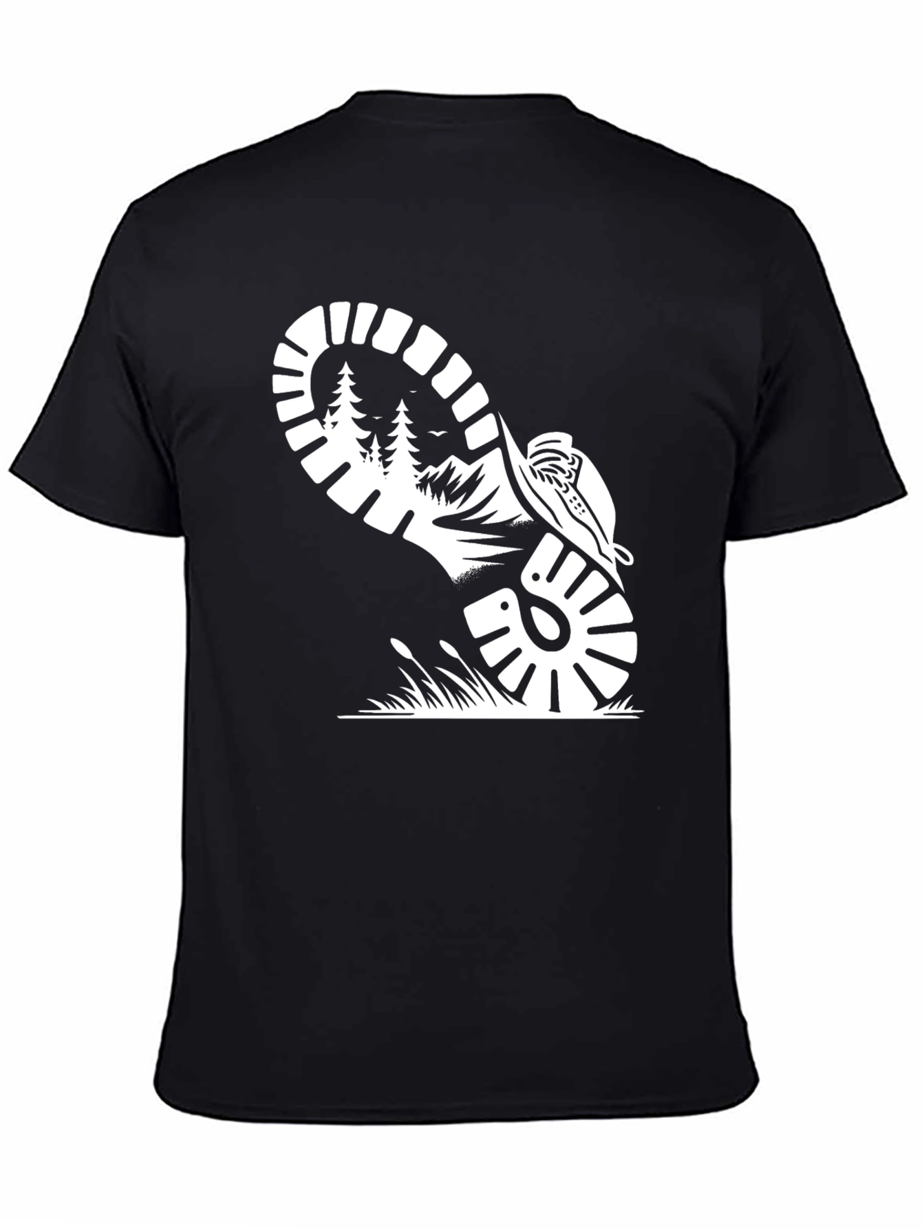 Black Hiking Boot Print Tee - Outdoor Adventure Shirt view 4