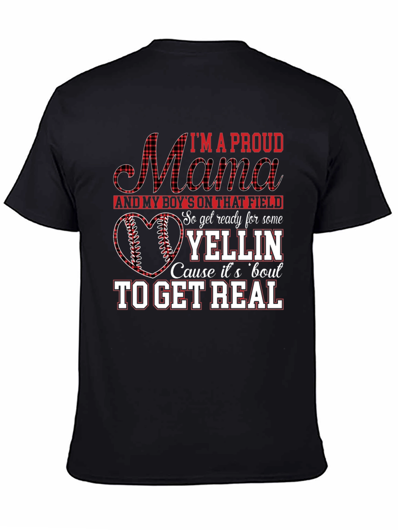 Black Proud Baseball Mama T-Shirt view 4