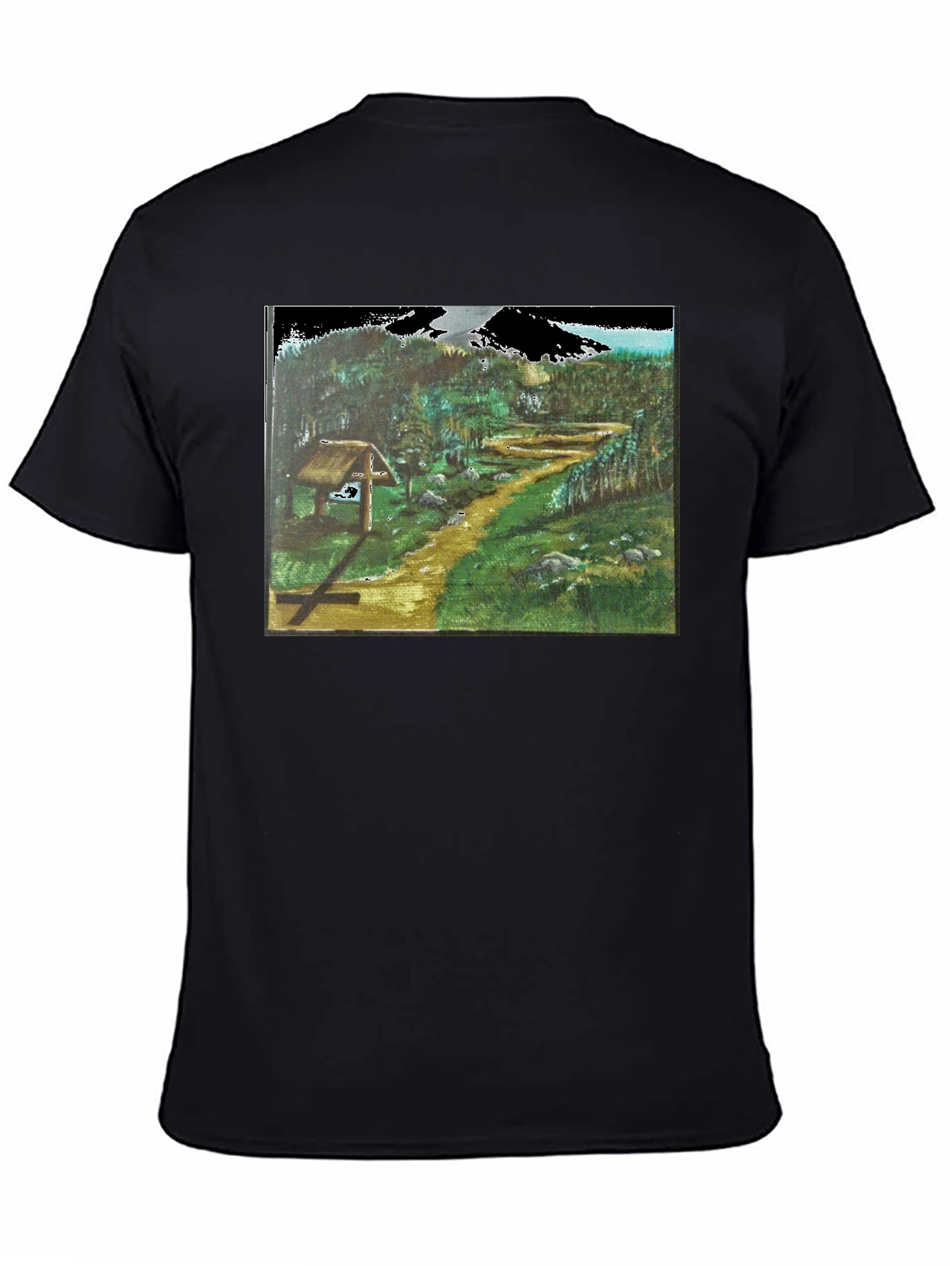 Black Nature Path Graphic Tee - Black Cotton Blend view 4