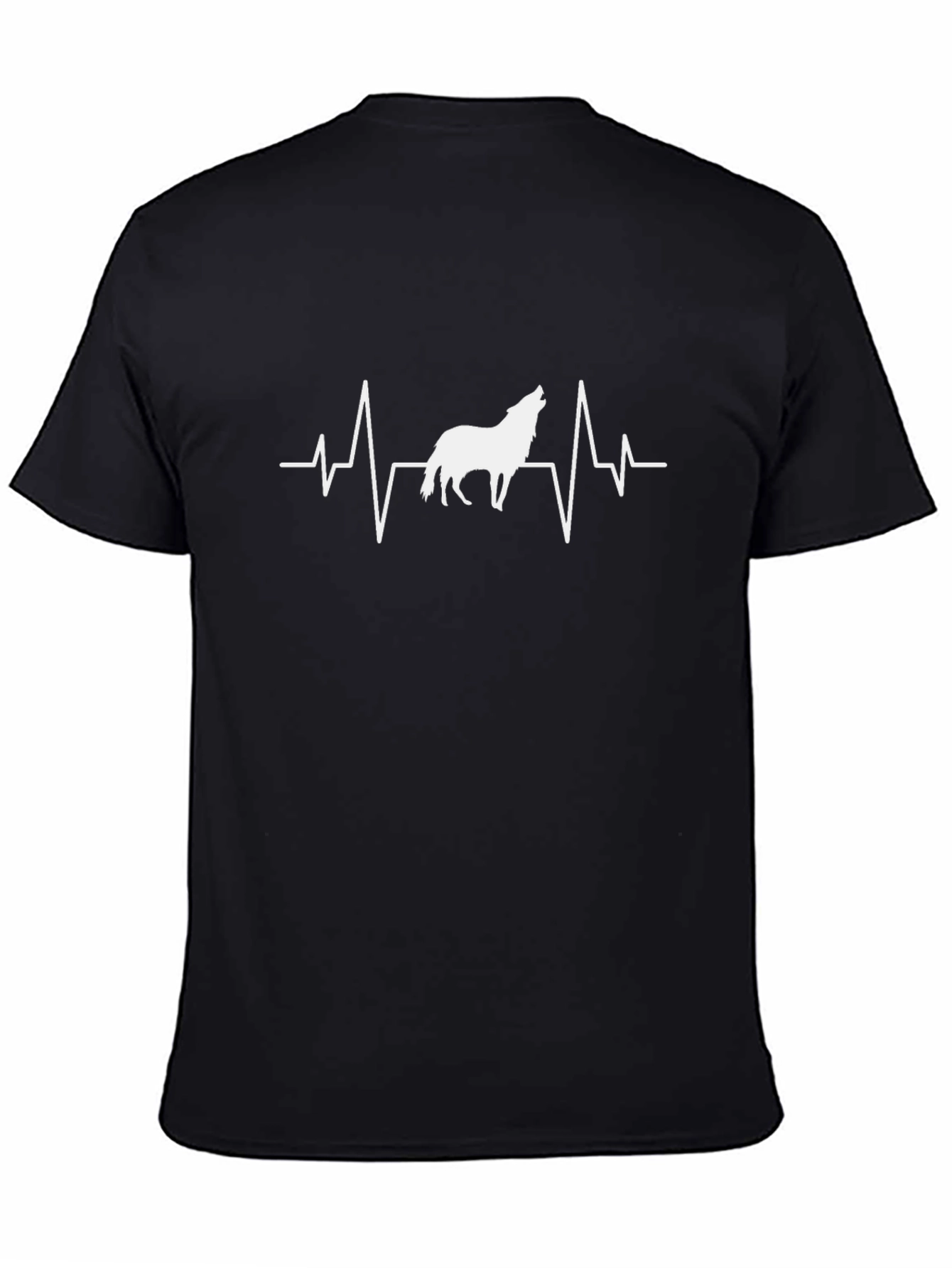 Black Wolf Heartbeat Graphic T-Shirt - Black view 4