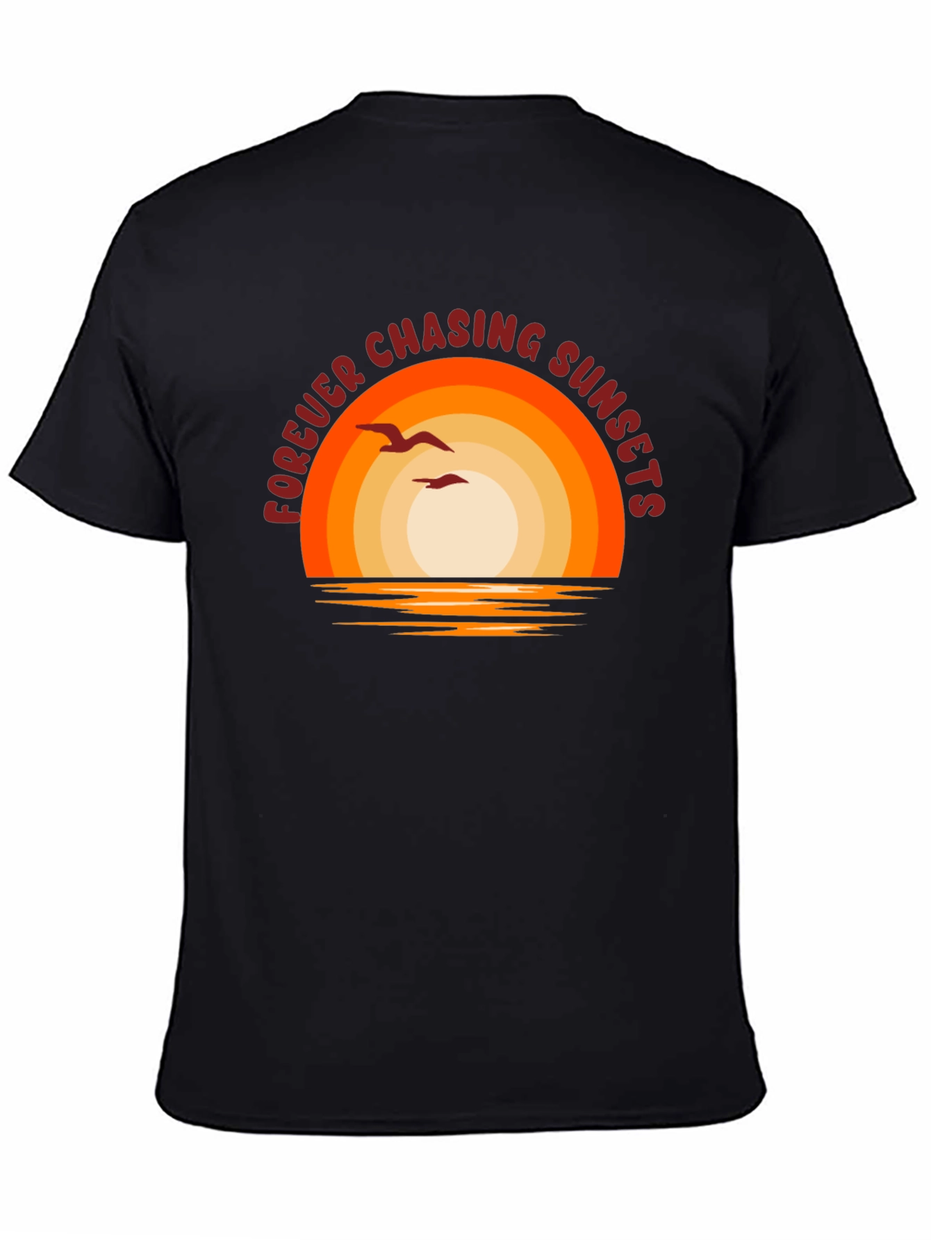 Black Forever Chasing Sunsets Graphic T-Shirt view 4