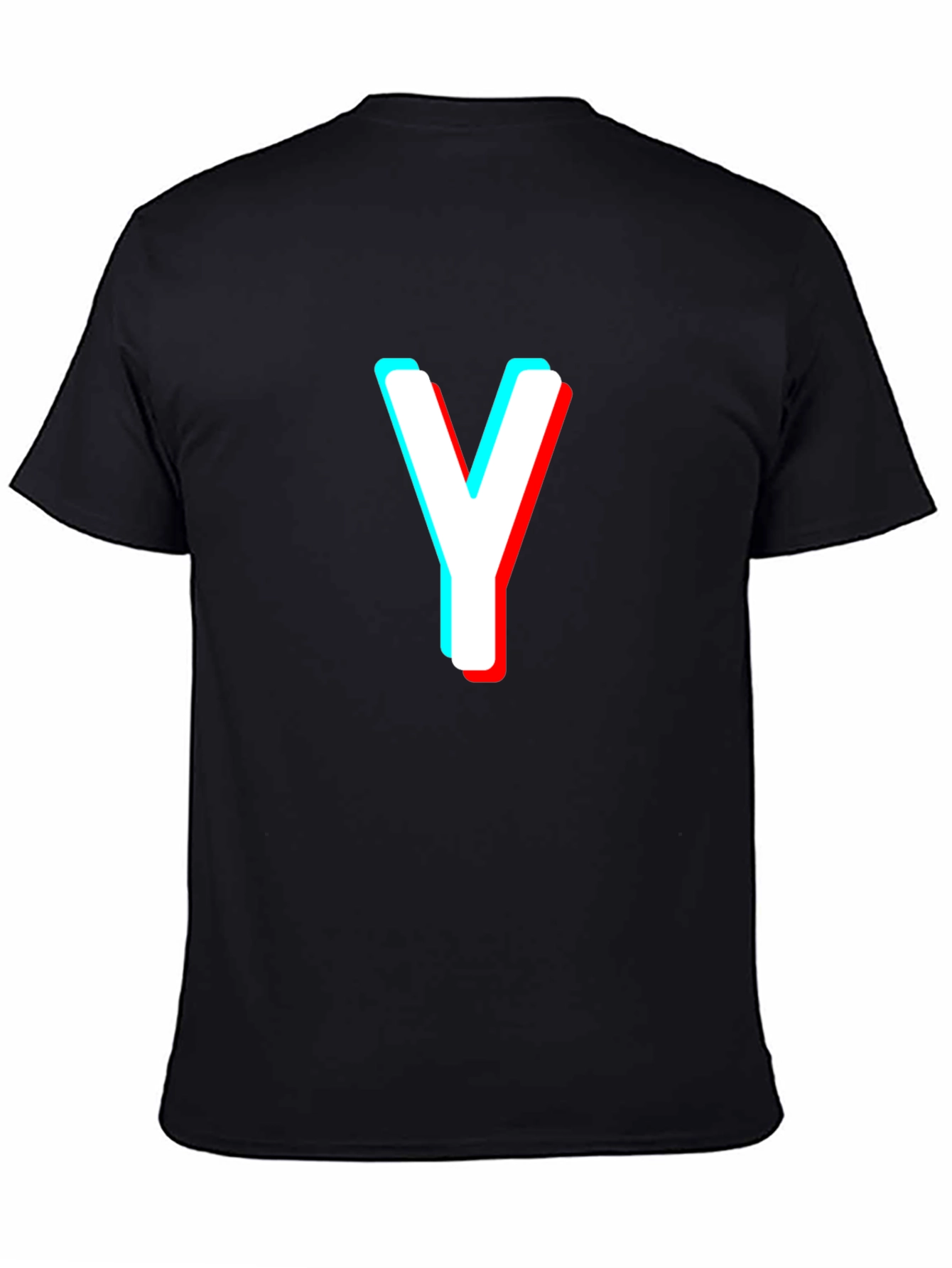 Black Letter Y Black T-Shirt - 3D Effect Graphic Tee view 4
