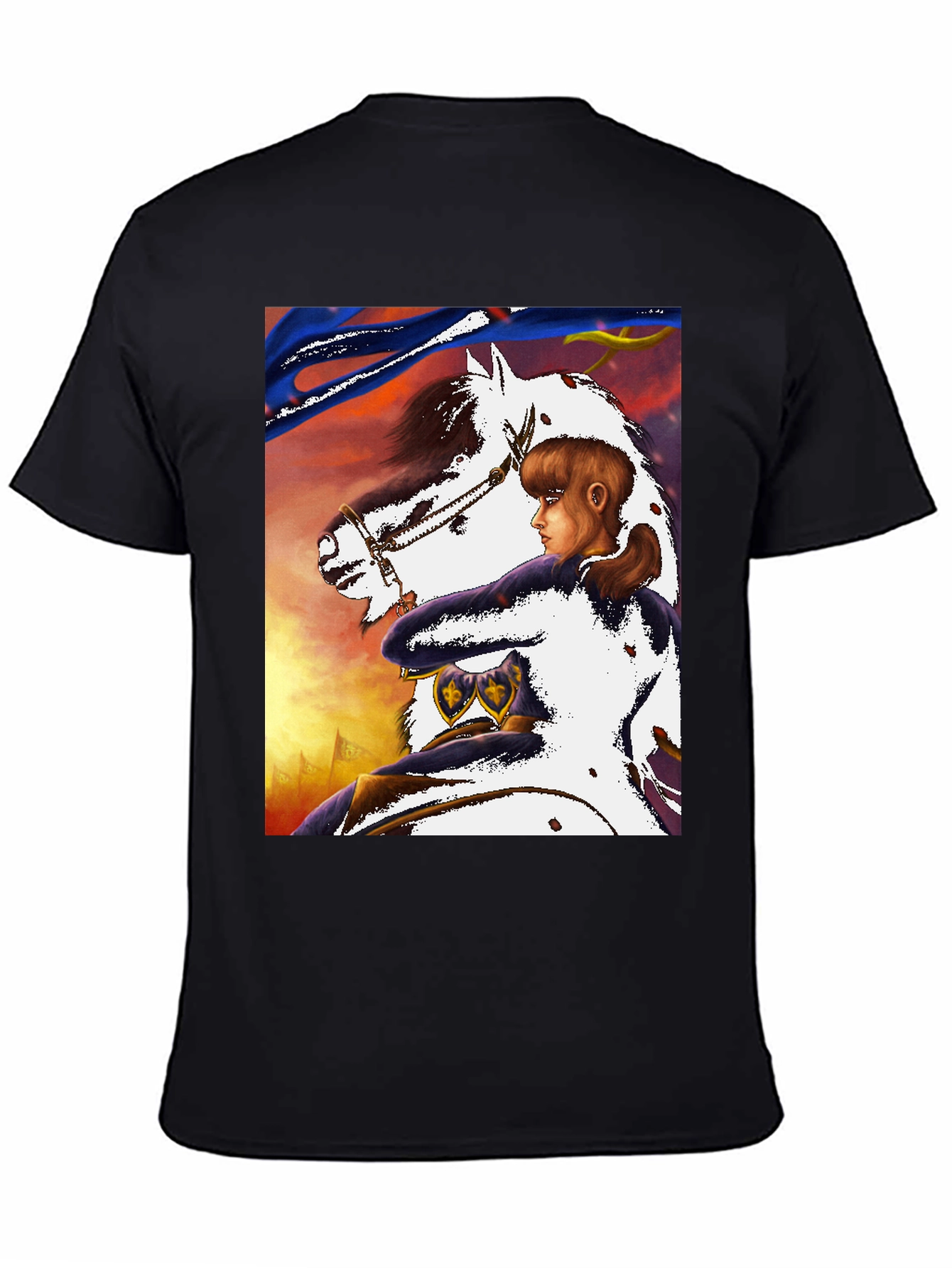Black Joan of Arc Horseback Ride Graphic Tee view 4