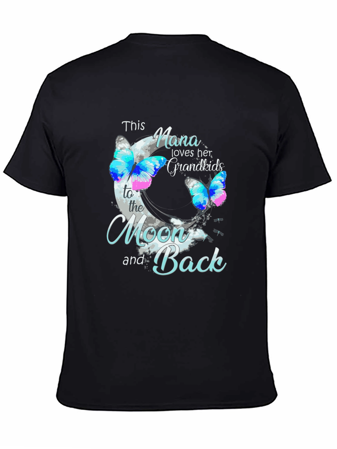 Nana Loves Her Grandkids Black T-Shirt - 4