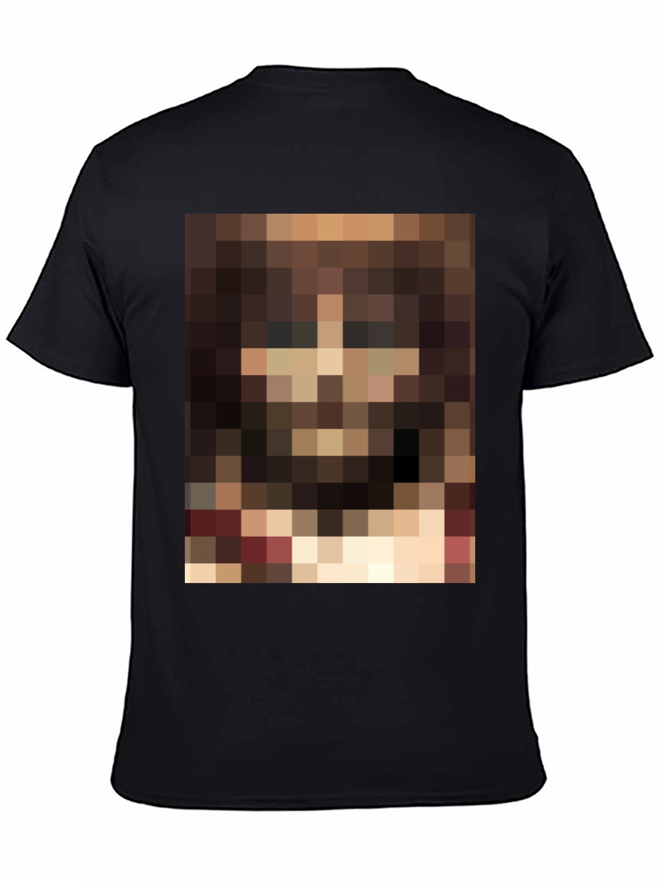 Pixelated Portrait Graphic Black T-Shirt - 4
