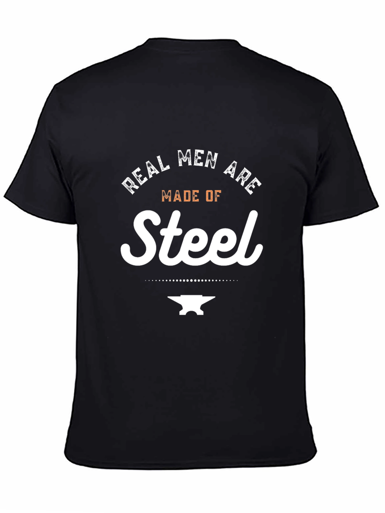 Black Real Men Are Made of Steel Graphic Tee - Black view 4