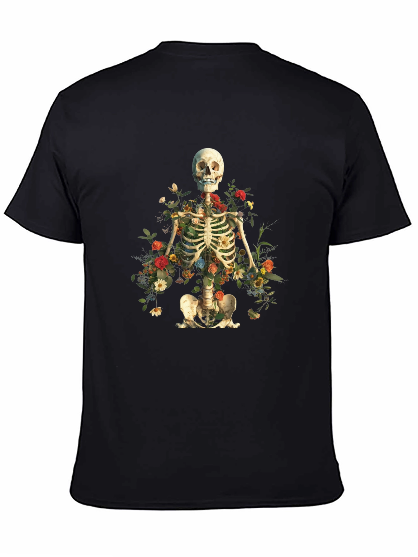 Black Floral Skeleton Graphic Tee view 4