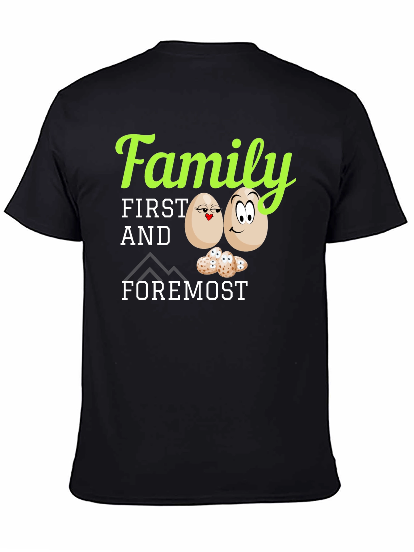 Black Family First T-Shirt - Cute Egg Design view 4