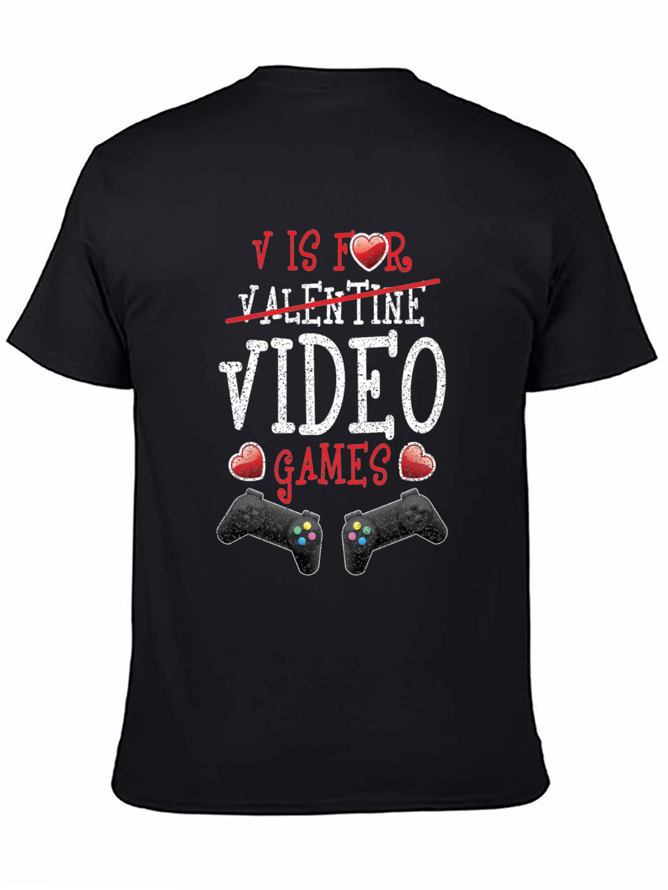 Black Video Games Valentine's T-Shirt view 4