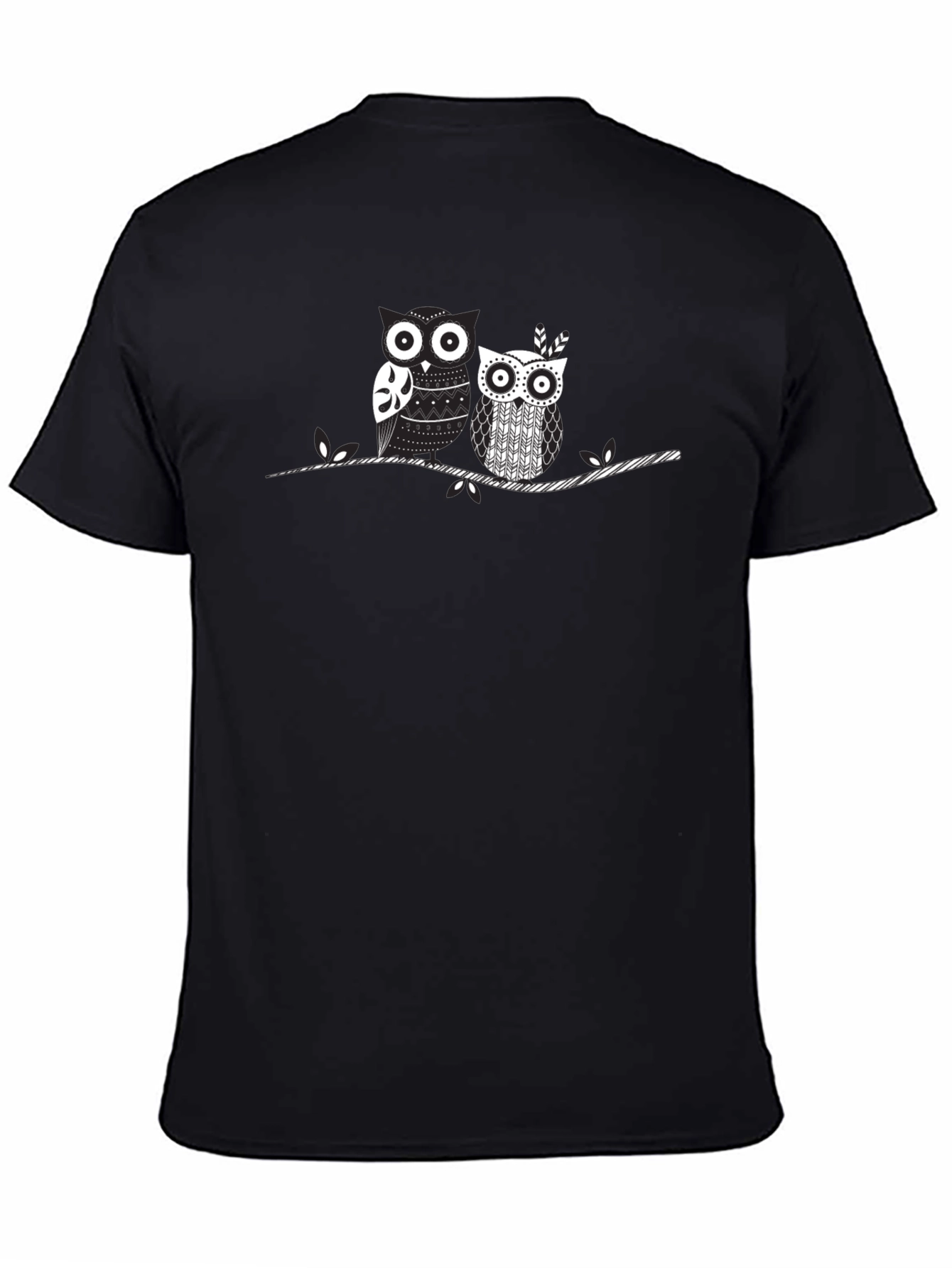 Black Owl Graphic Print Black T-Shirt view 4