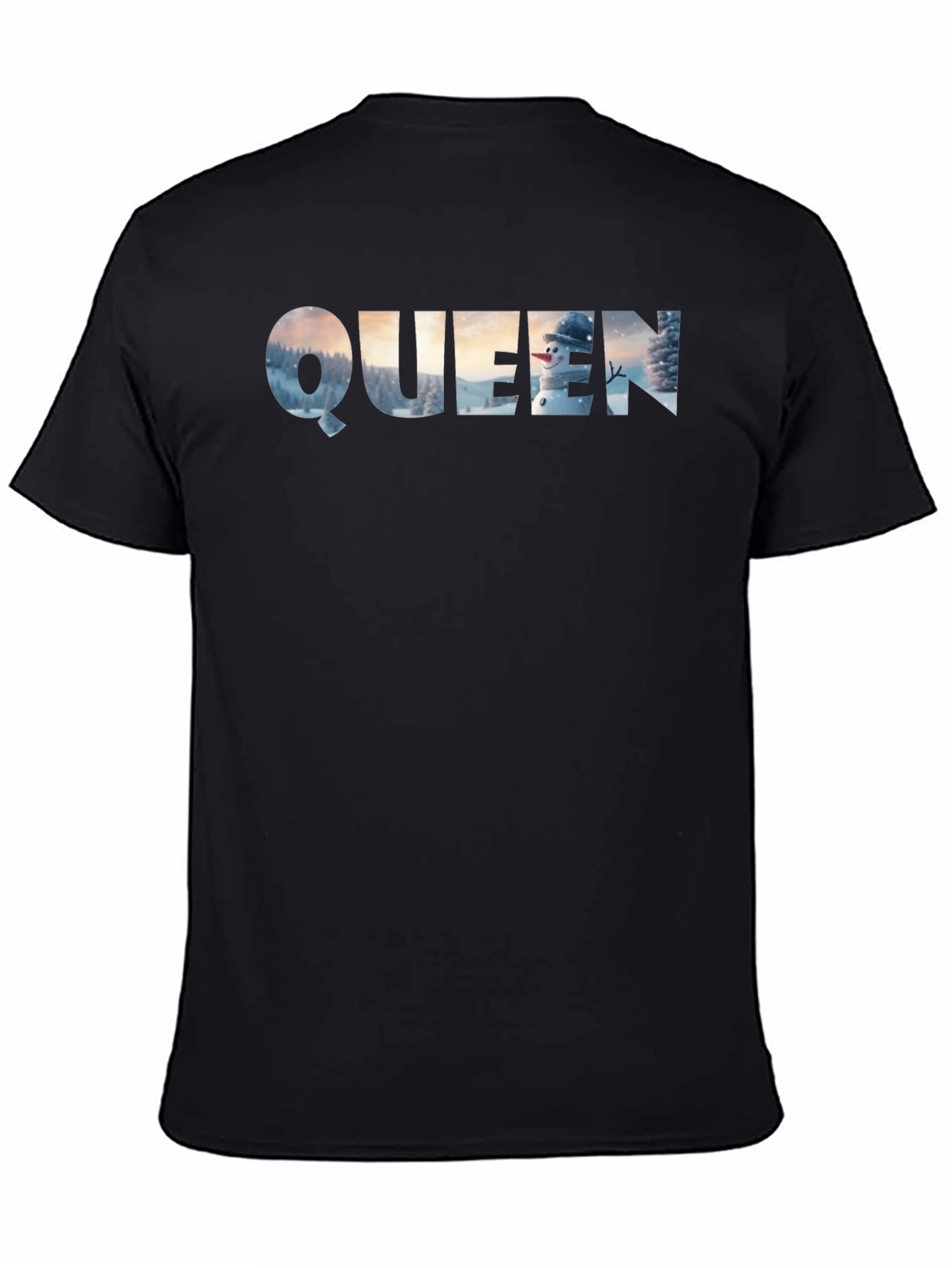 Black Queen Winter Scene Black T-Shirt view 4