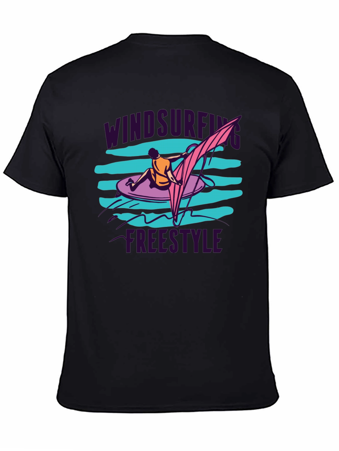 Black Windsurfing Freestyle Black T-Shirt view 4