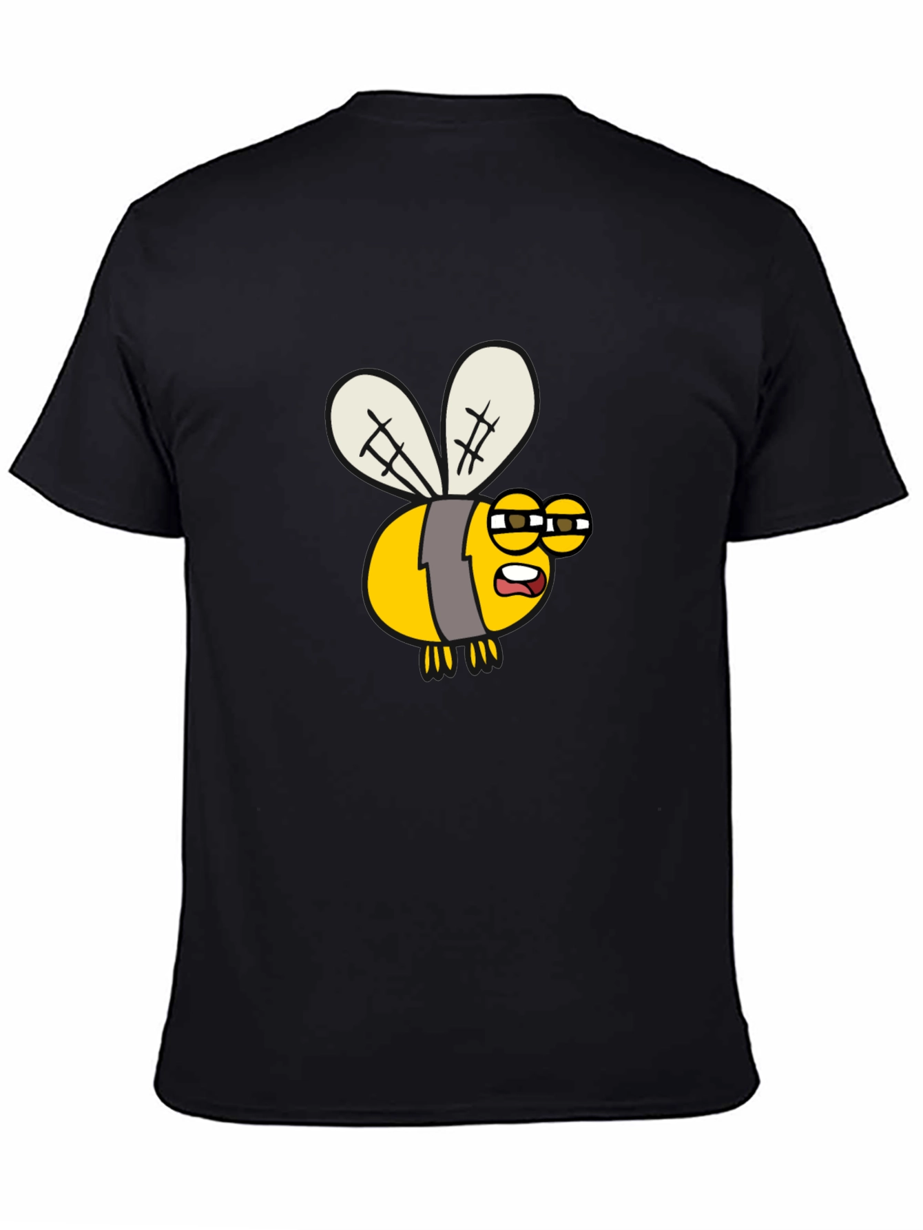 Black Funny Bee Cartoon Graphic T-Shirt - Soft Cotton Blend view 4