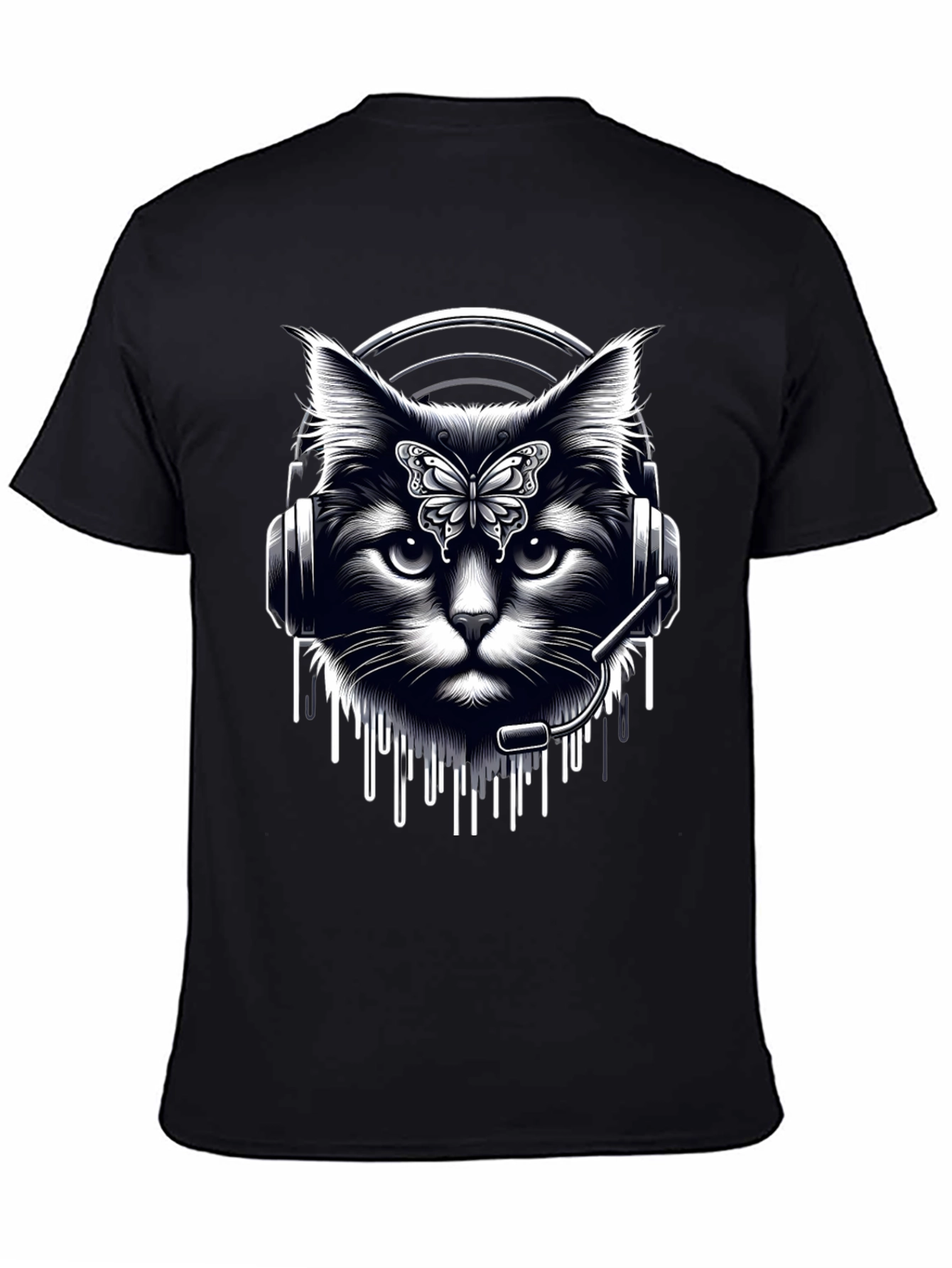 Black Cat DJ Graphic T-Shirt - Black view 4
