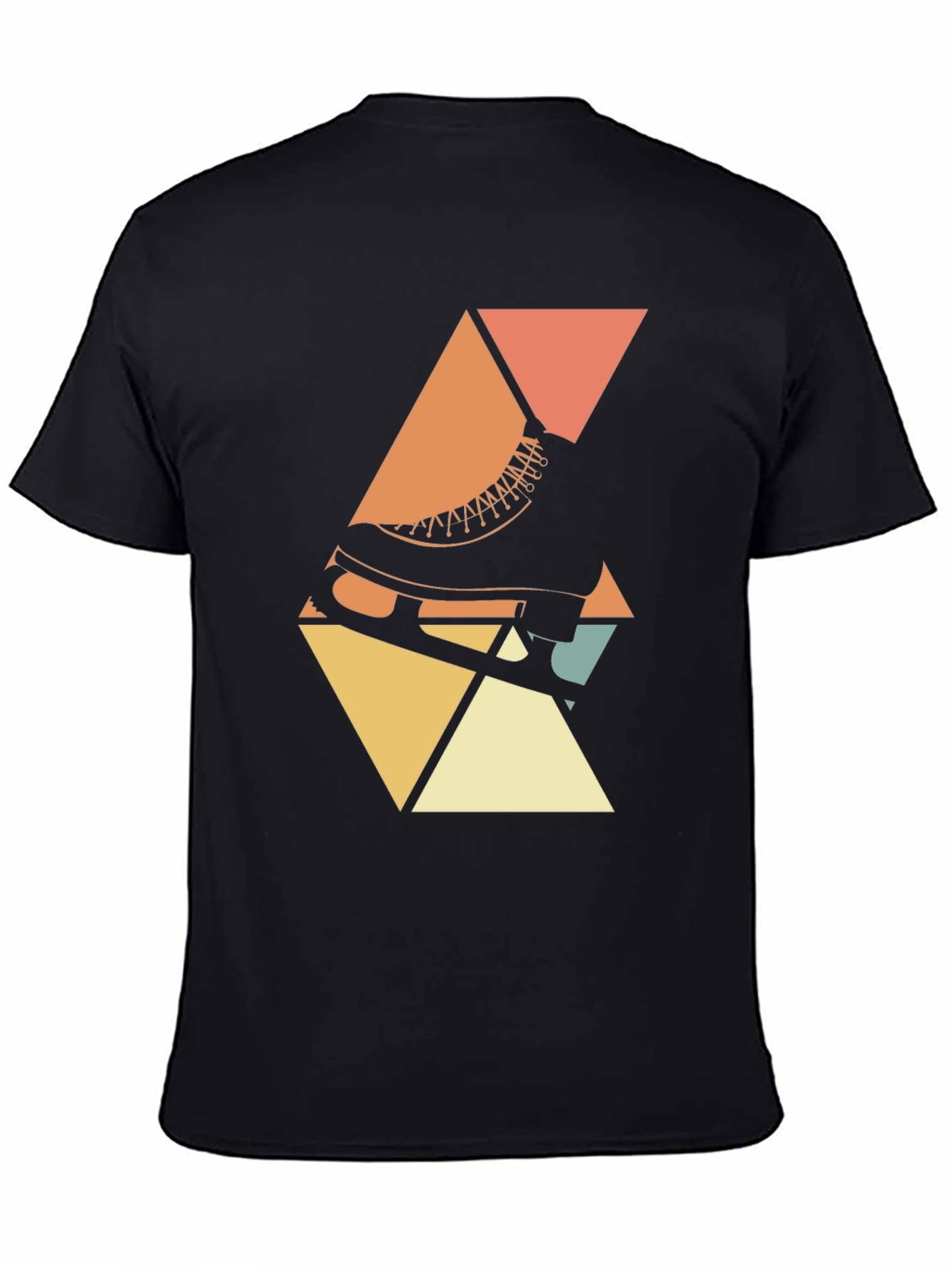 Black Retro Skate T-Shirt - Geometric Design view 4