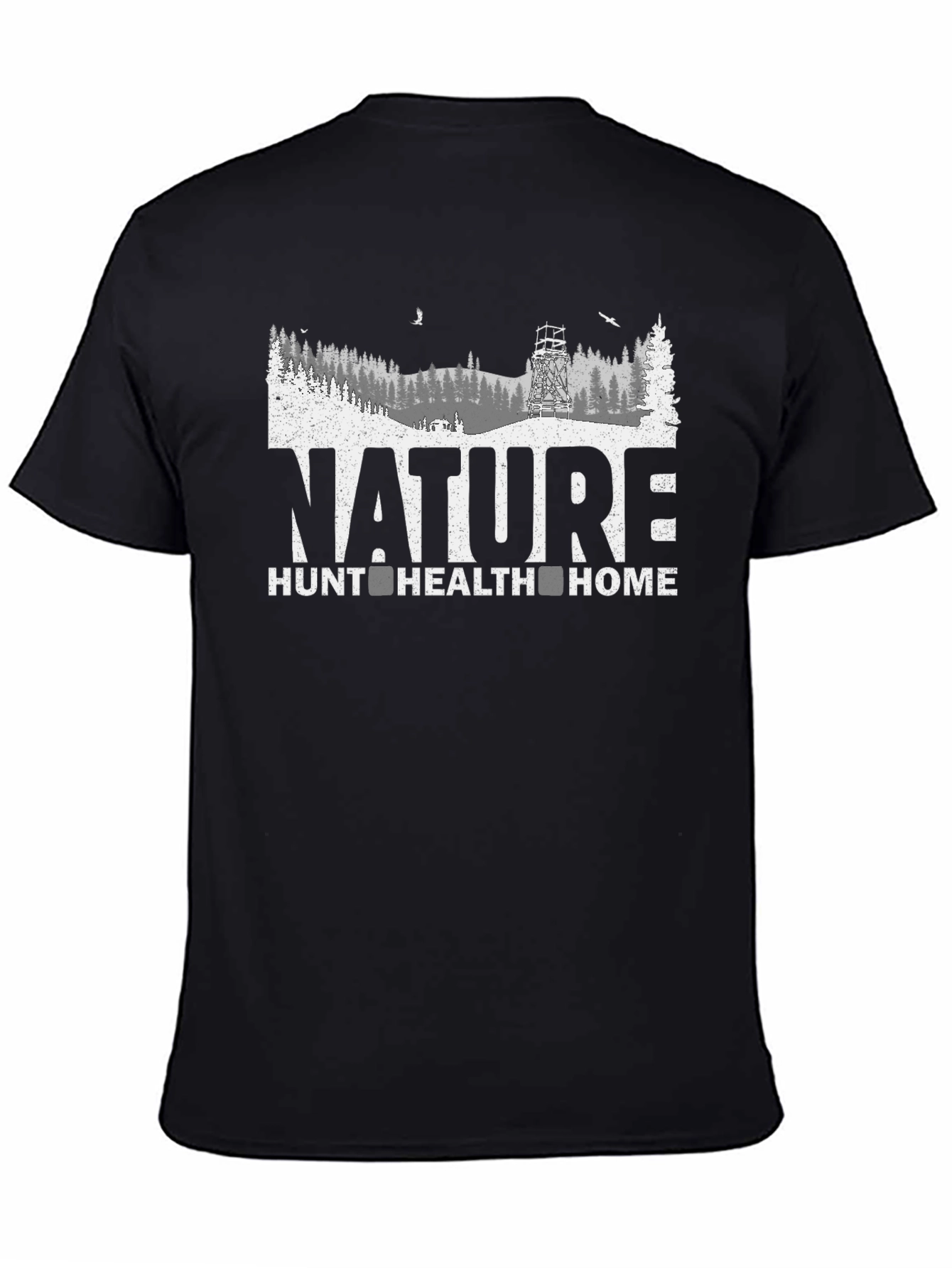 Black Nature Hunt Health Home Graphic Tee view 4