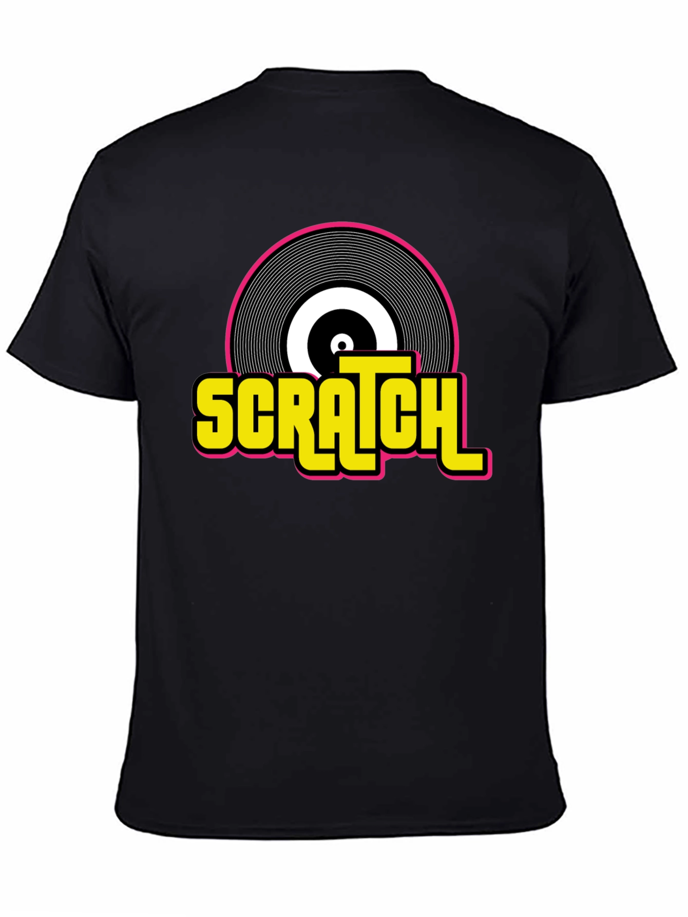 Black Scratch Record Graphic T-Shirt - Retro DJ Music Tee view 4