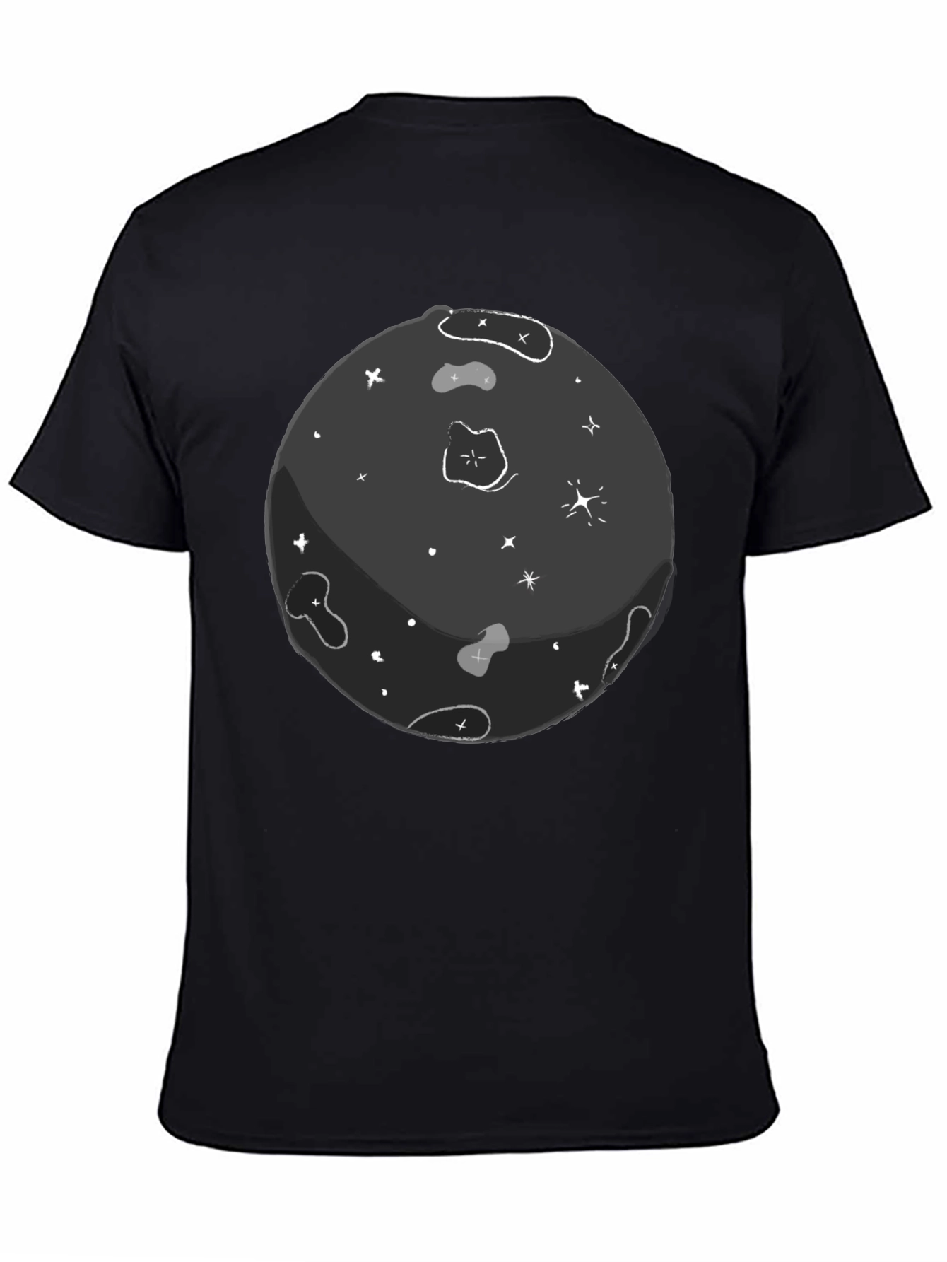 Black Cartoon Space T-Shirt - Unique Graphic Tee view 4