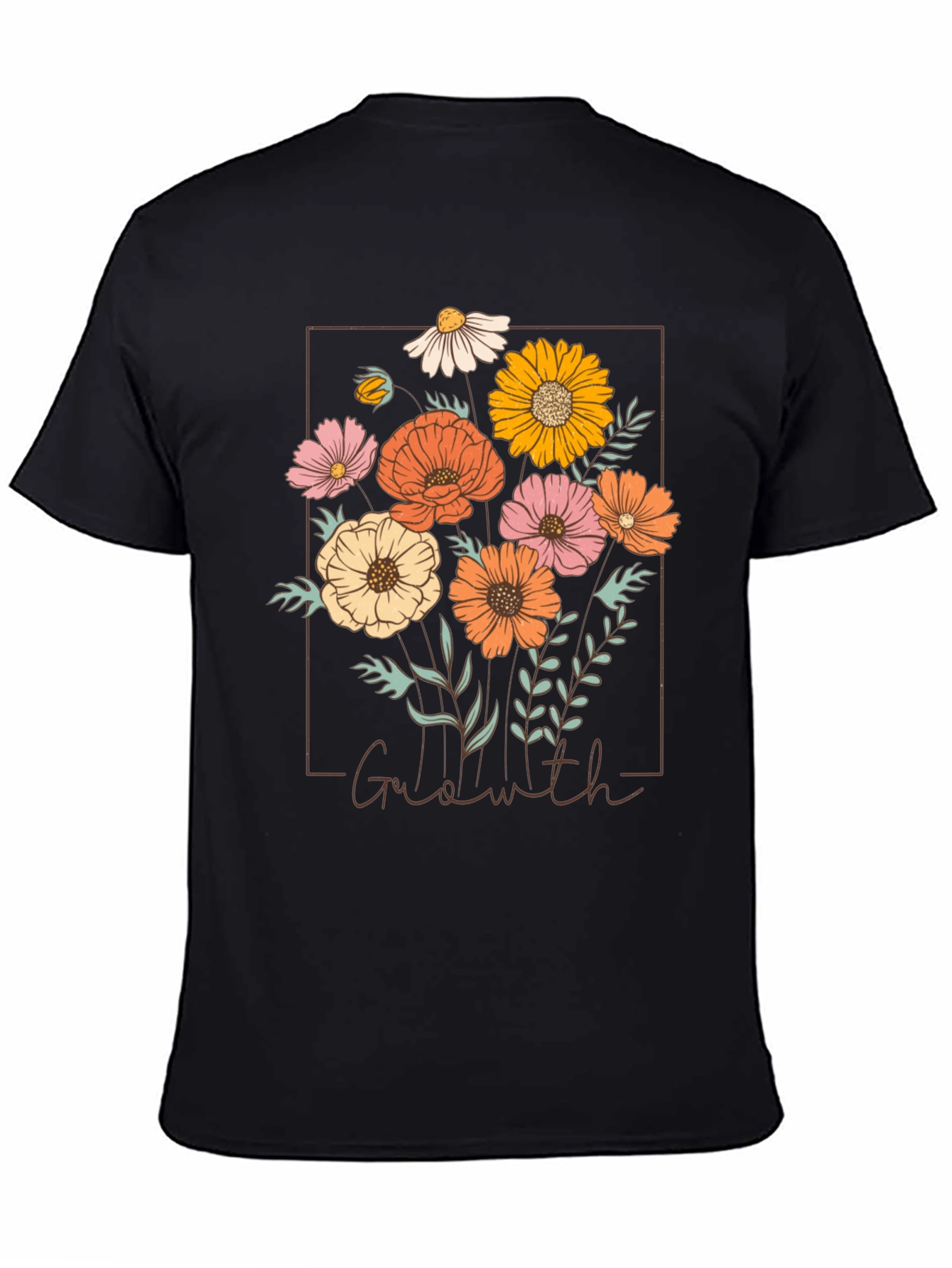 Black Floral Graphic Tee - Galawith Botanical Design view 4