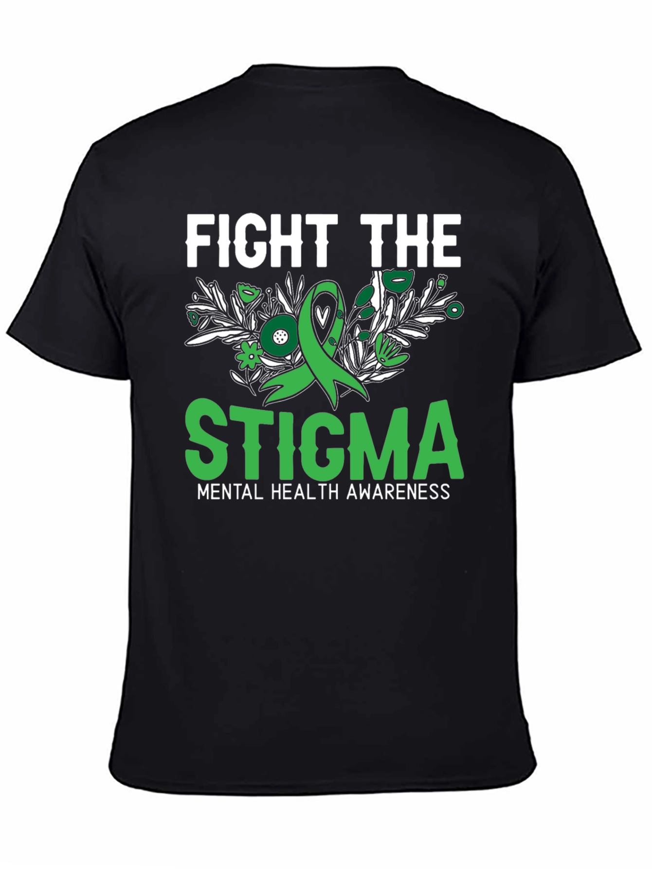 Black Fight the Stigma Mental Health Awareness T-Shirt view 4