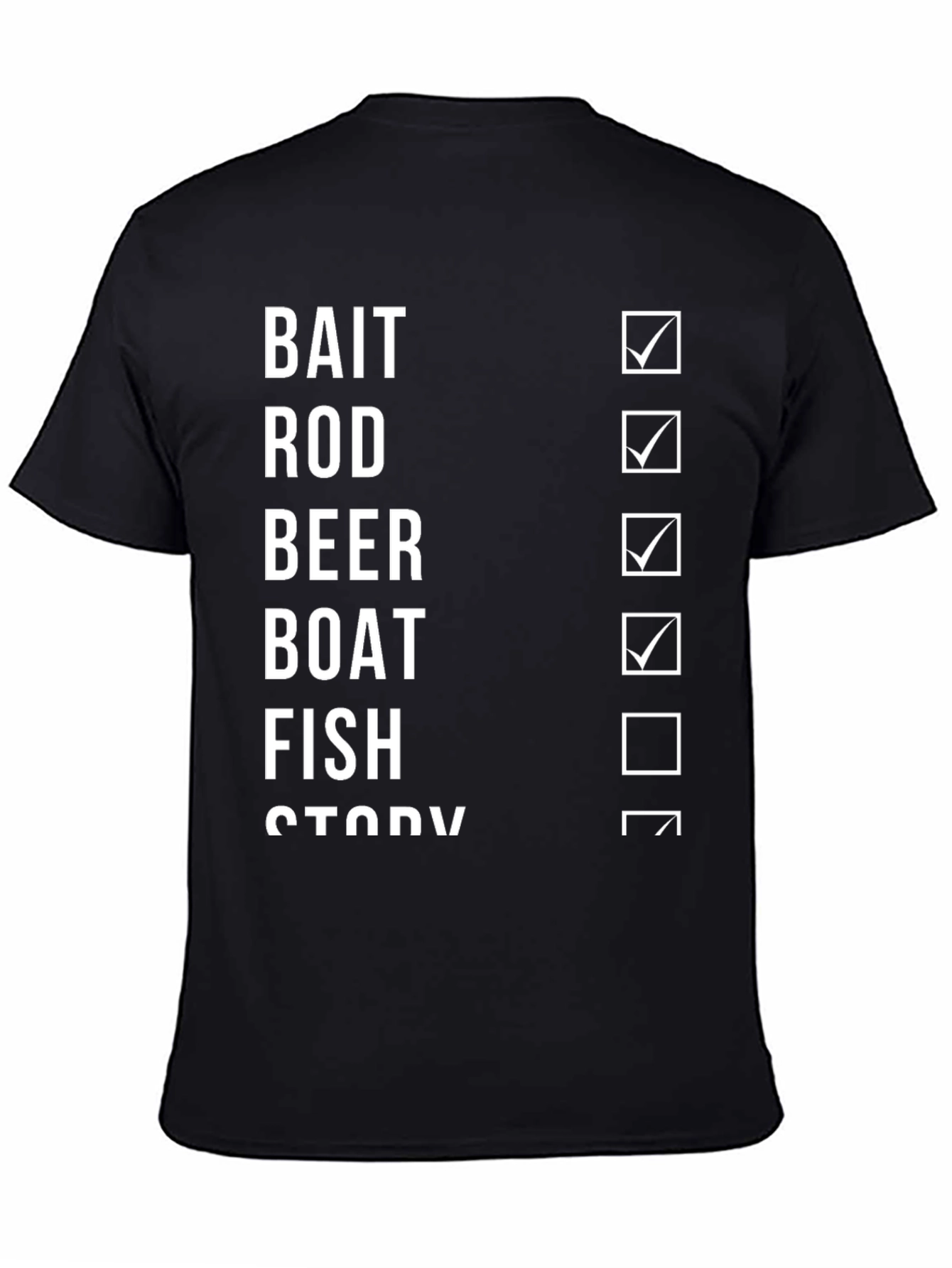 Black Fishing Checklist T-Shirt Funny Fisherman Tee view 4