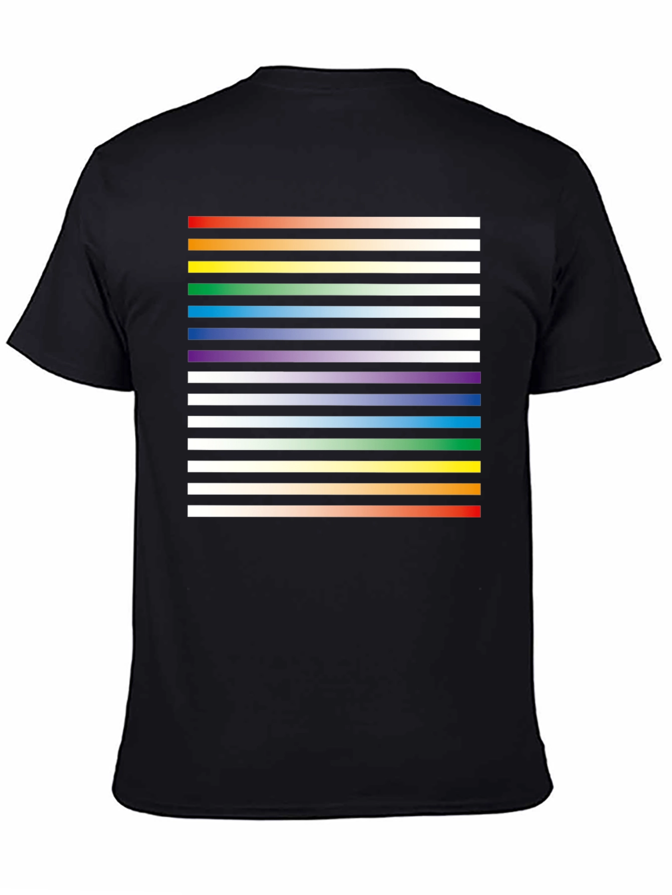Black Striped Rainbow Graphic Print Black Tee view 4