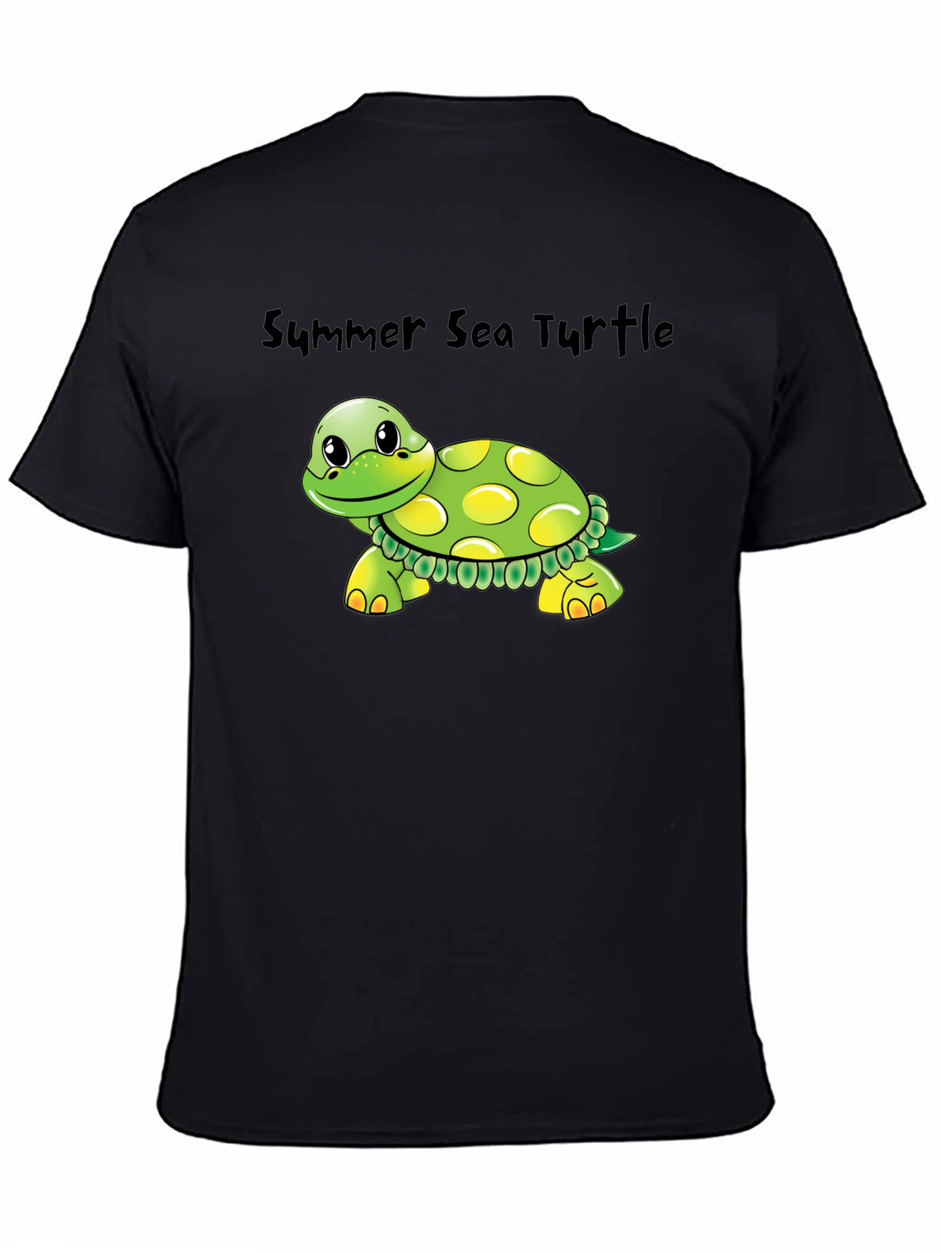Black Summer Sea Turtle Graphic Tee - Soft Cotton Blend view 4