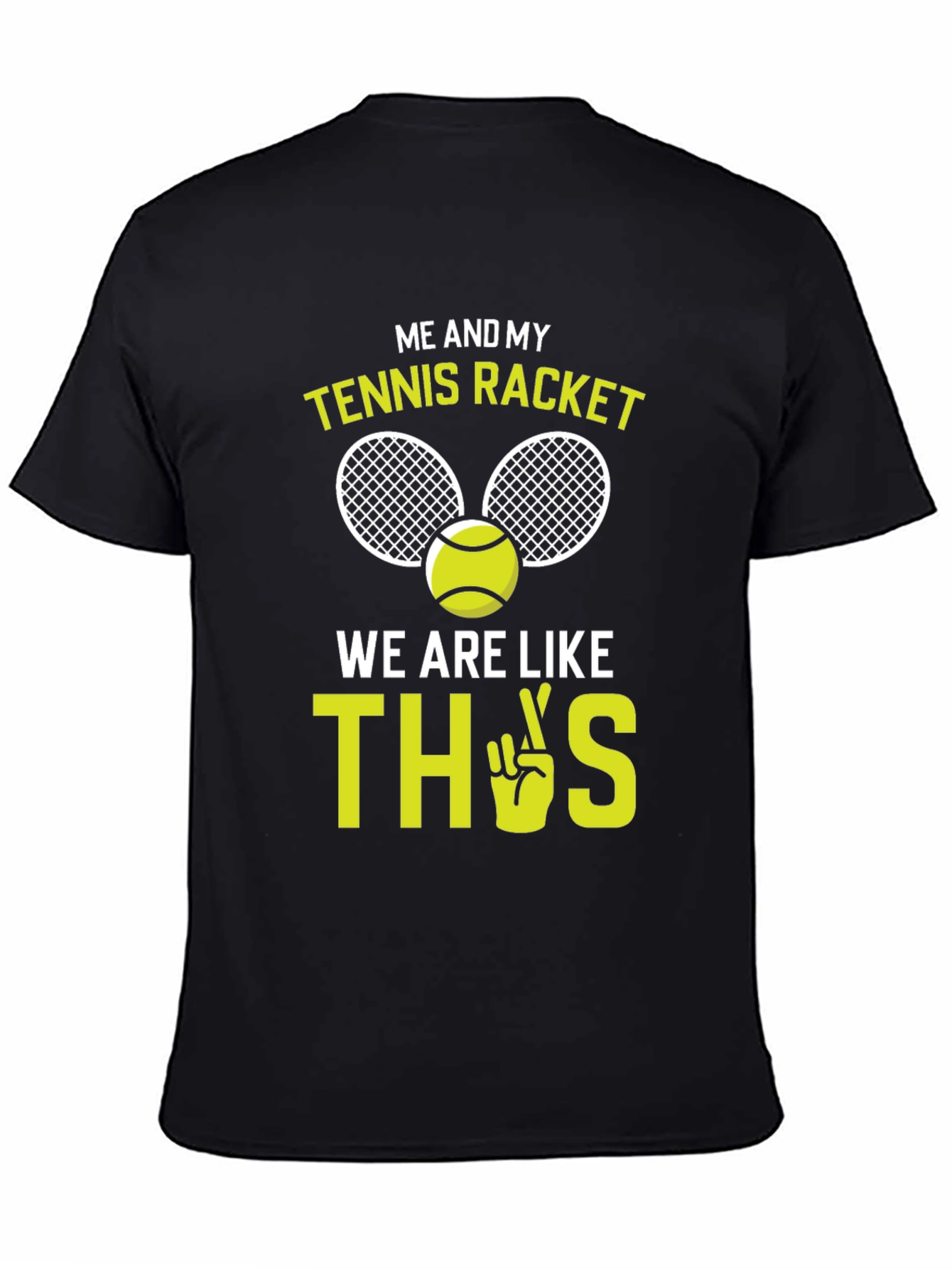 Black Tennis Racket Graphic Tee - Funny & Sporty view 4
