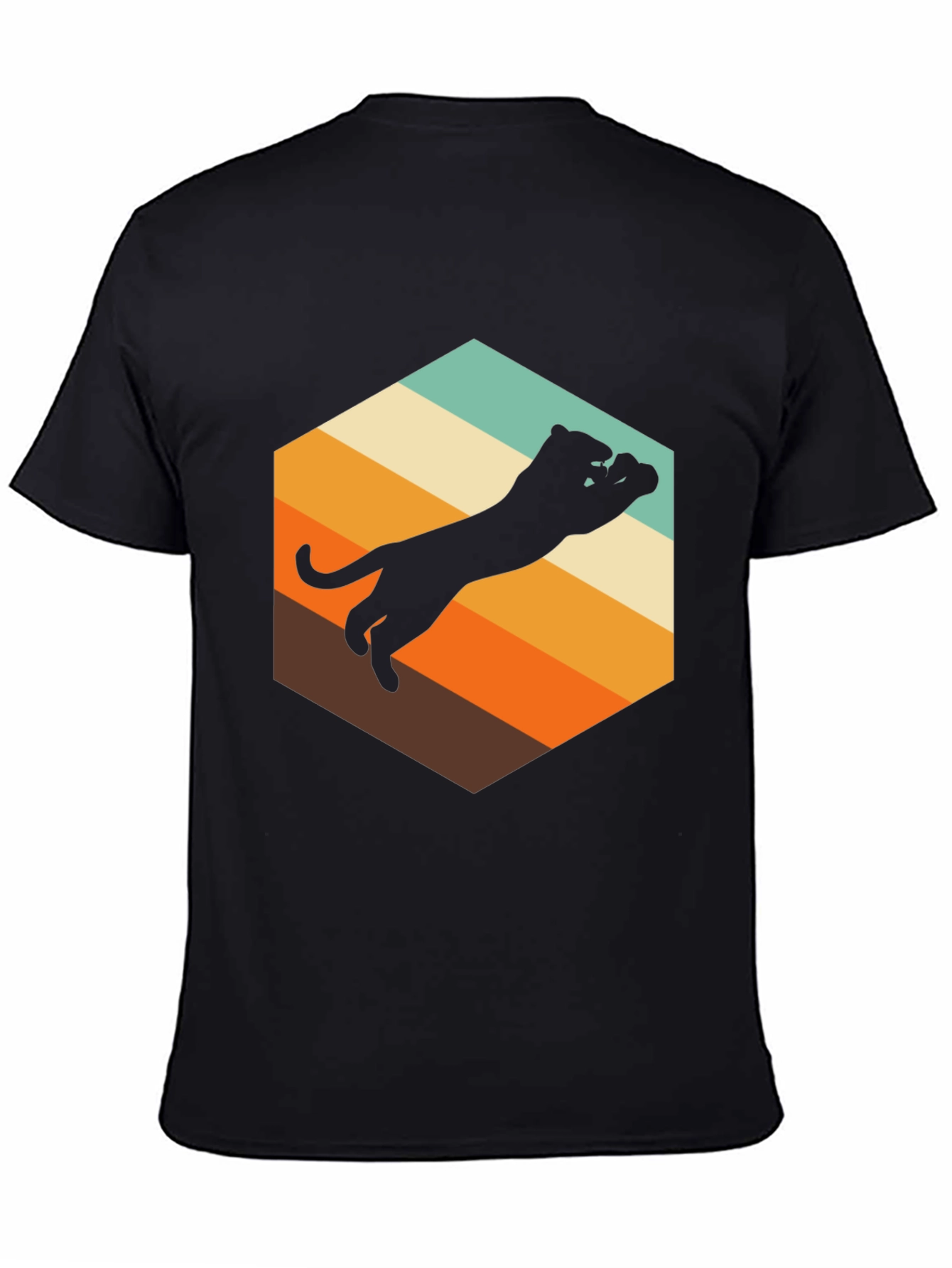 Black Retro Panther Graphic Tee - Men's Black T-Shirt view 4