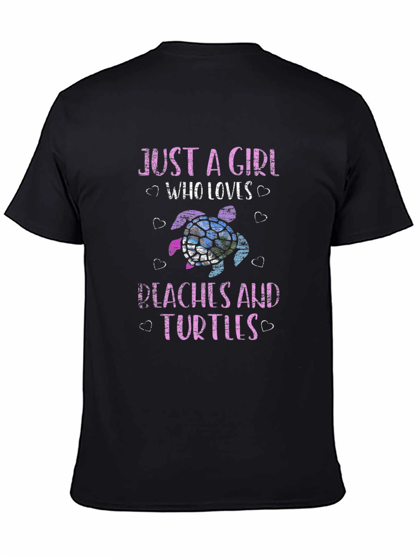 Black Just a Girl Who Loves Peaches and Turtles T-Shirt view 4