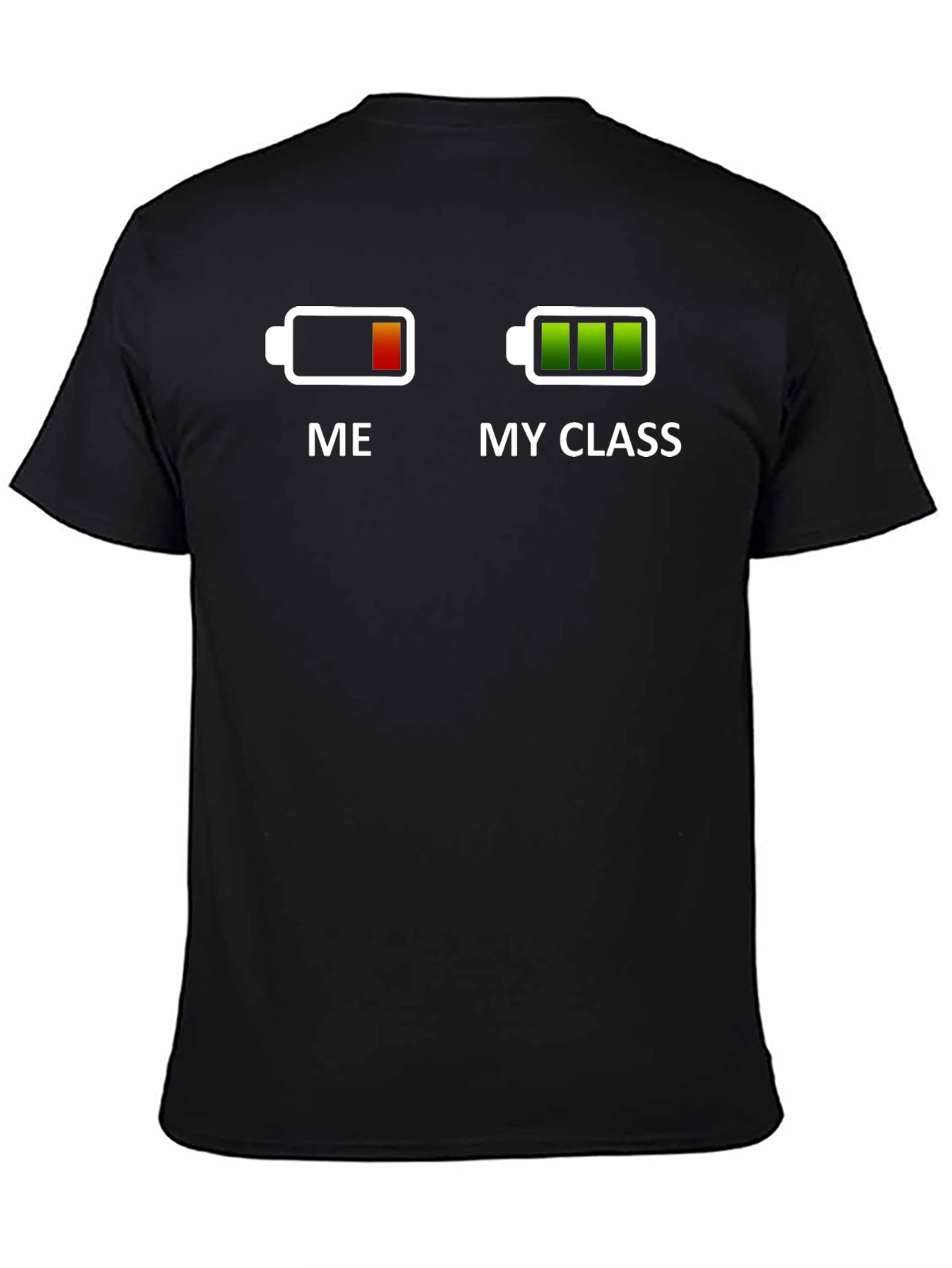 Black Funny "Me vs My Class" Battery Graphic T-Shirt view 4