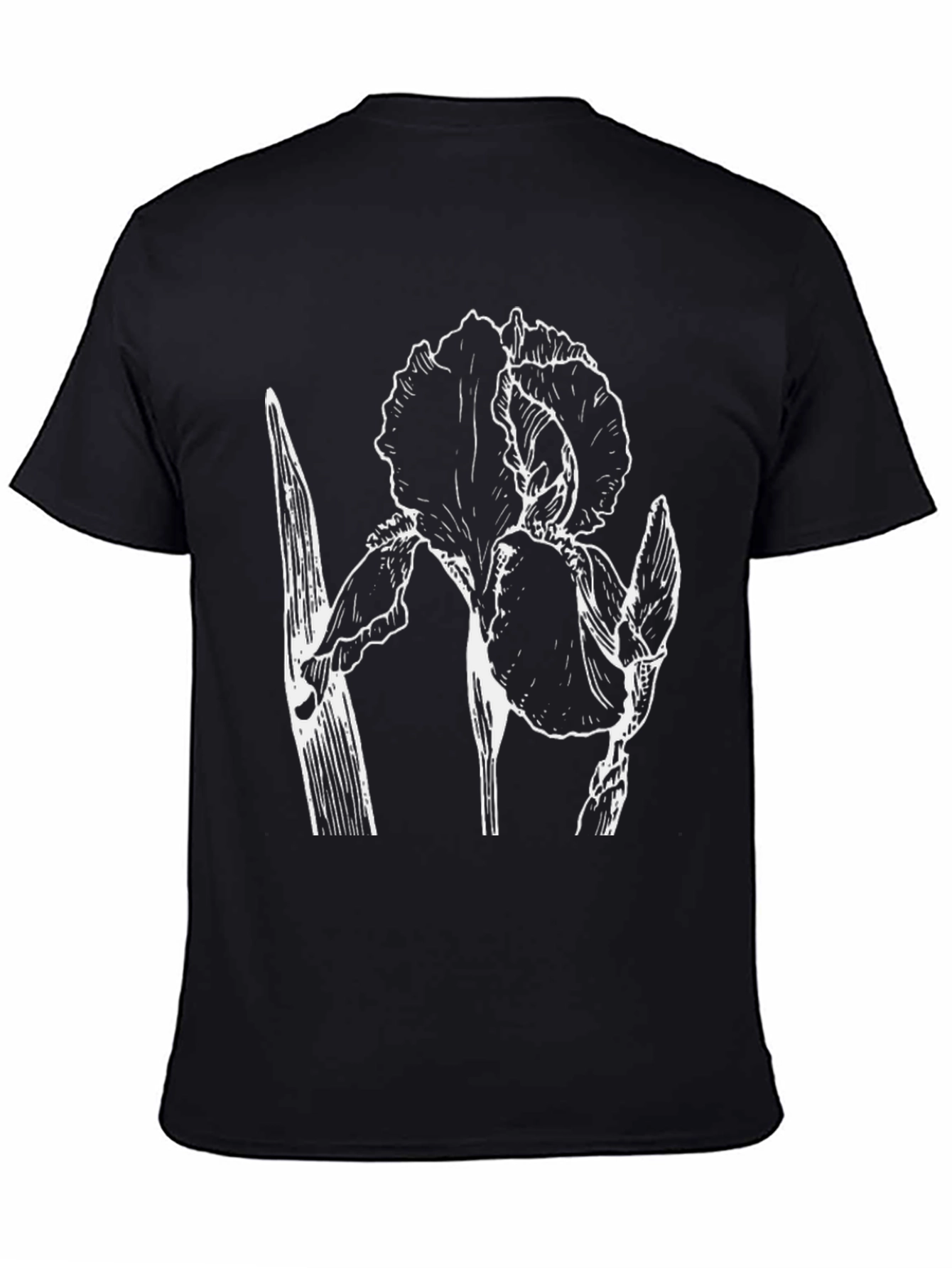 Black Floral Graphic Print Black Crew Neck T-Shirt view 4