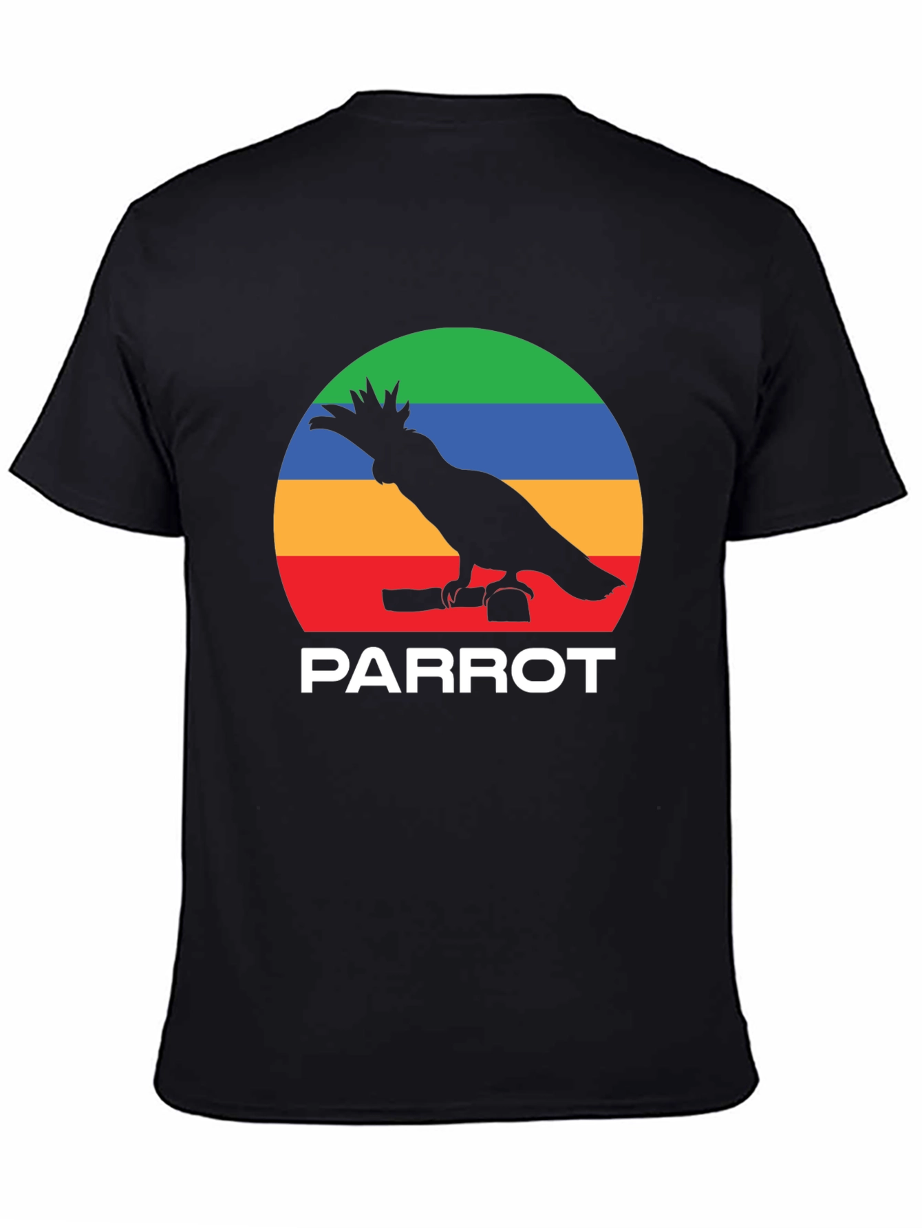 Black Parrot Silhouette T-Shirt - Rainbow Stripes view 4