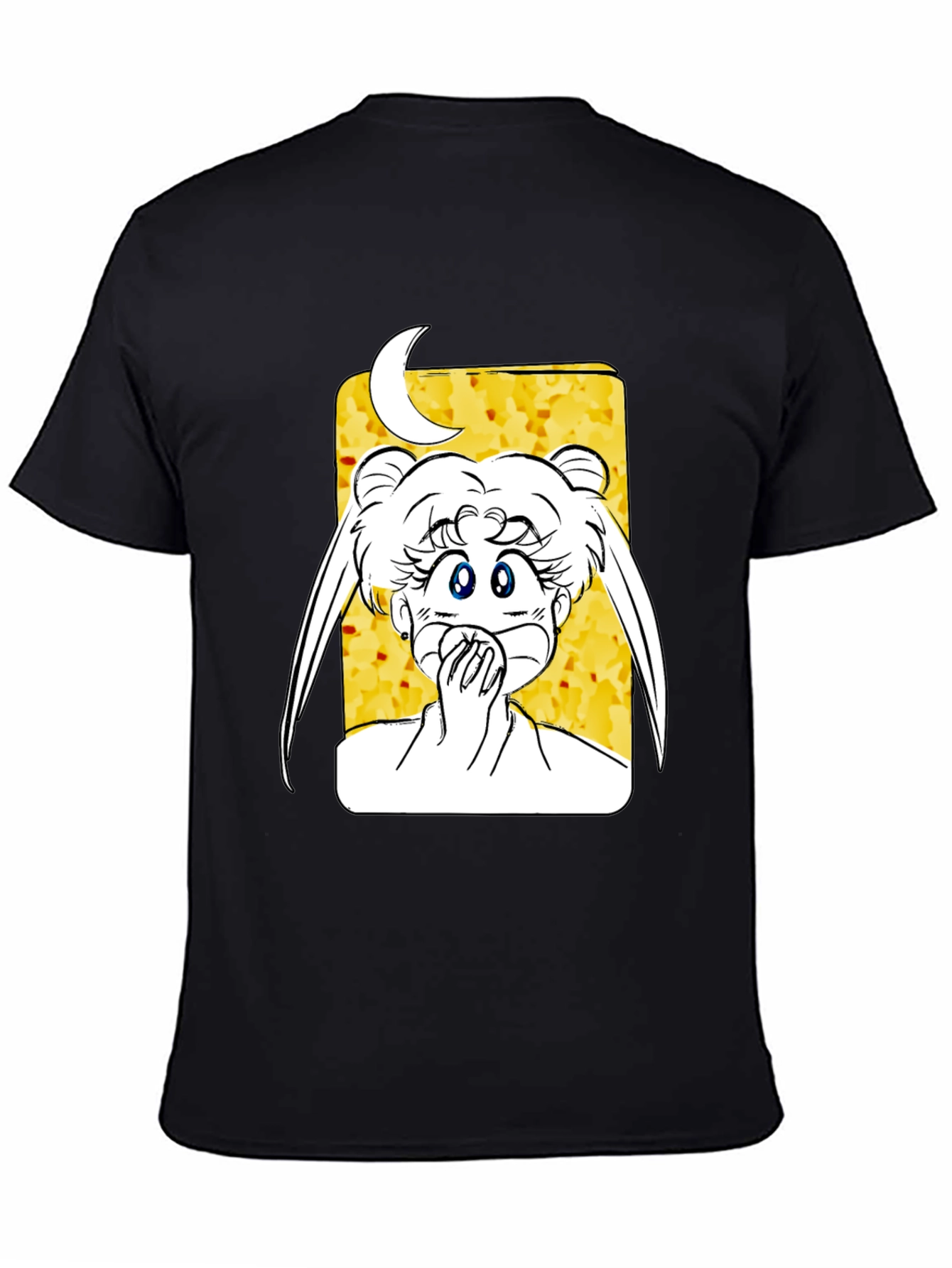 Black Anime Graphic Tee - Sailor Moon Design Black T-Shirt view 4