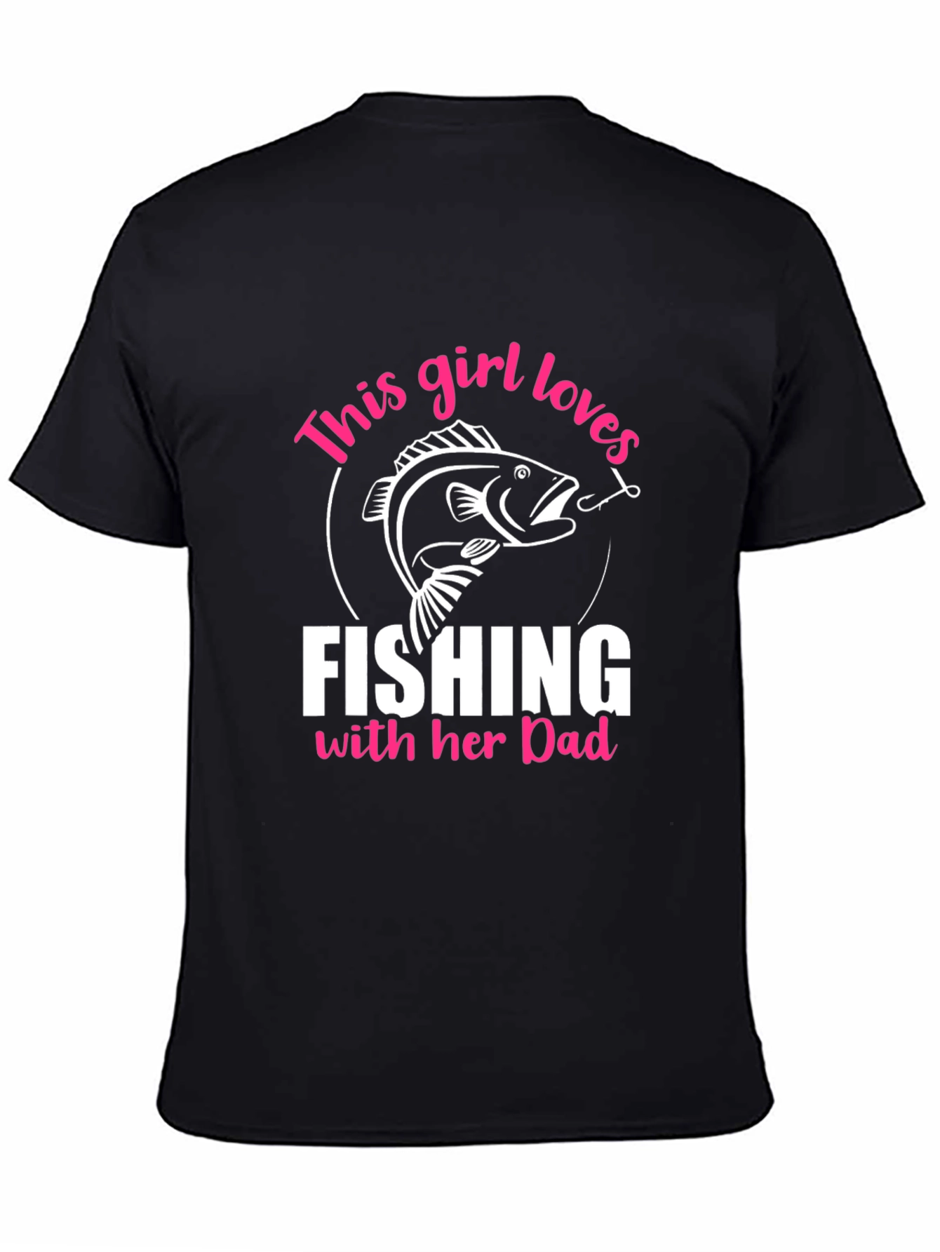 Black Fishing Girl's Love Dad T-Shirt view 4