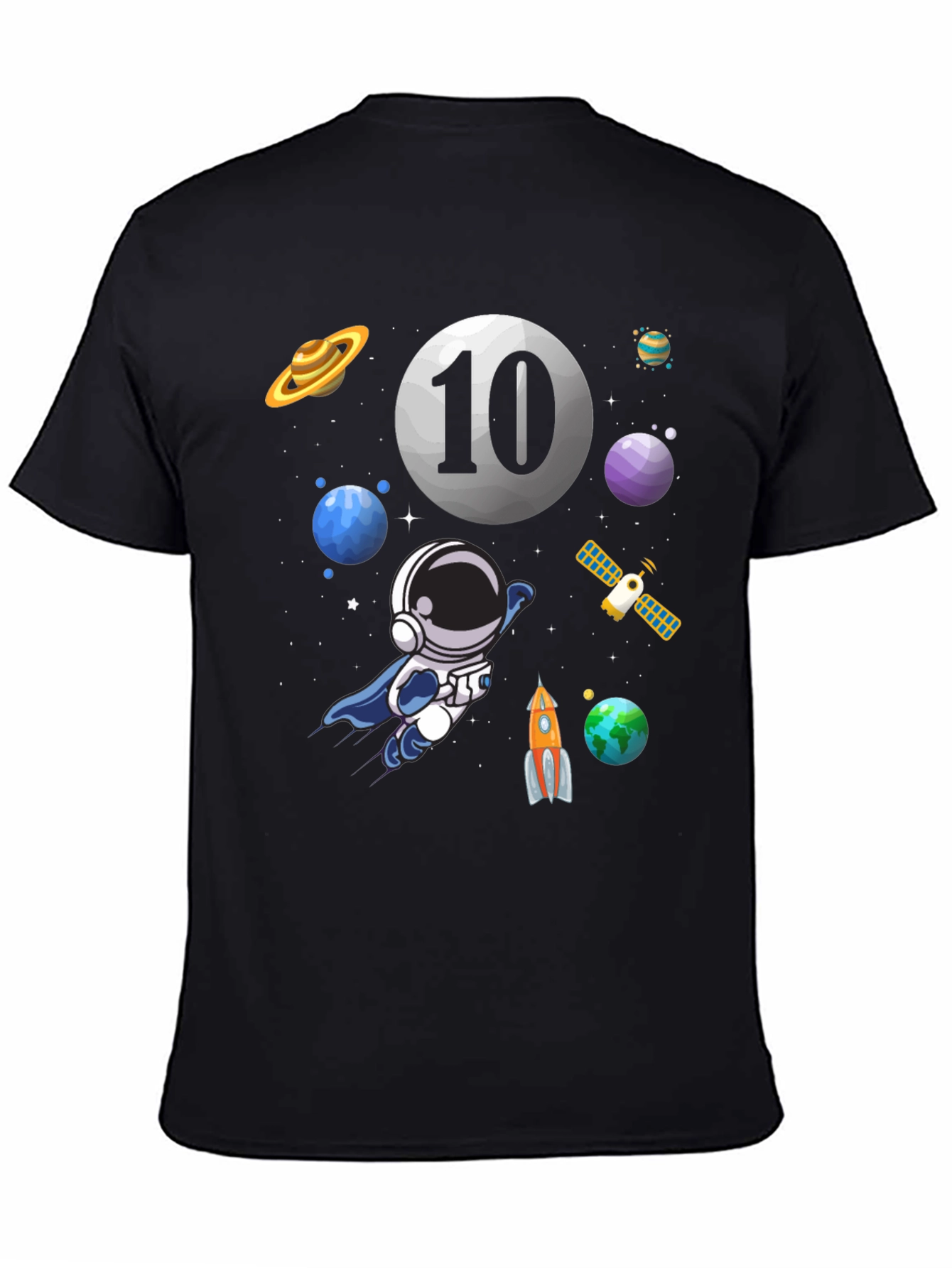 Black Astronaut 10th Birthday T-Shirt view 4