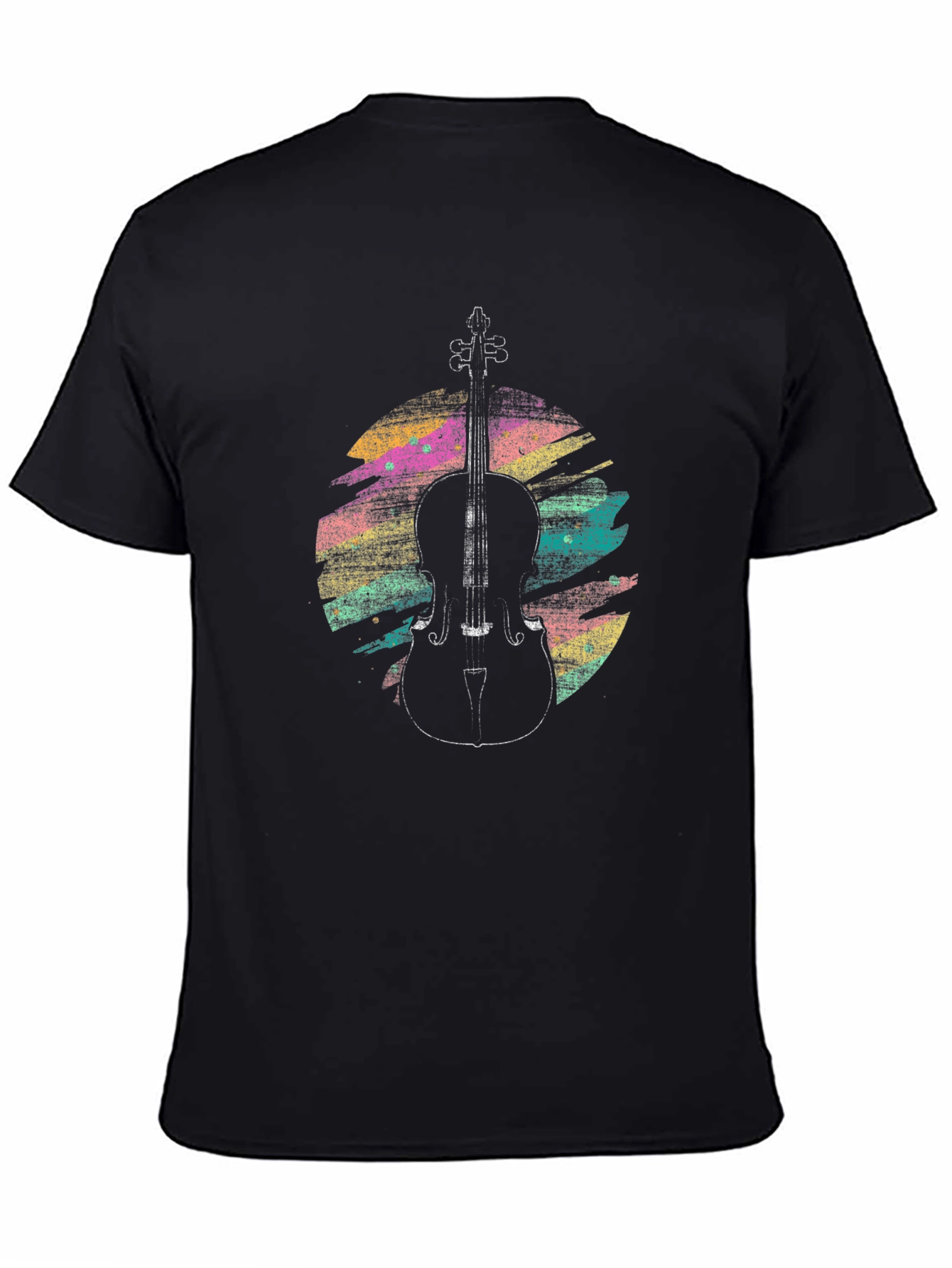 Black Cello Art Men's Black T-Shirt view 4
