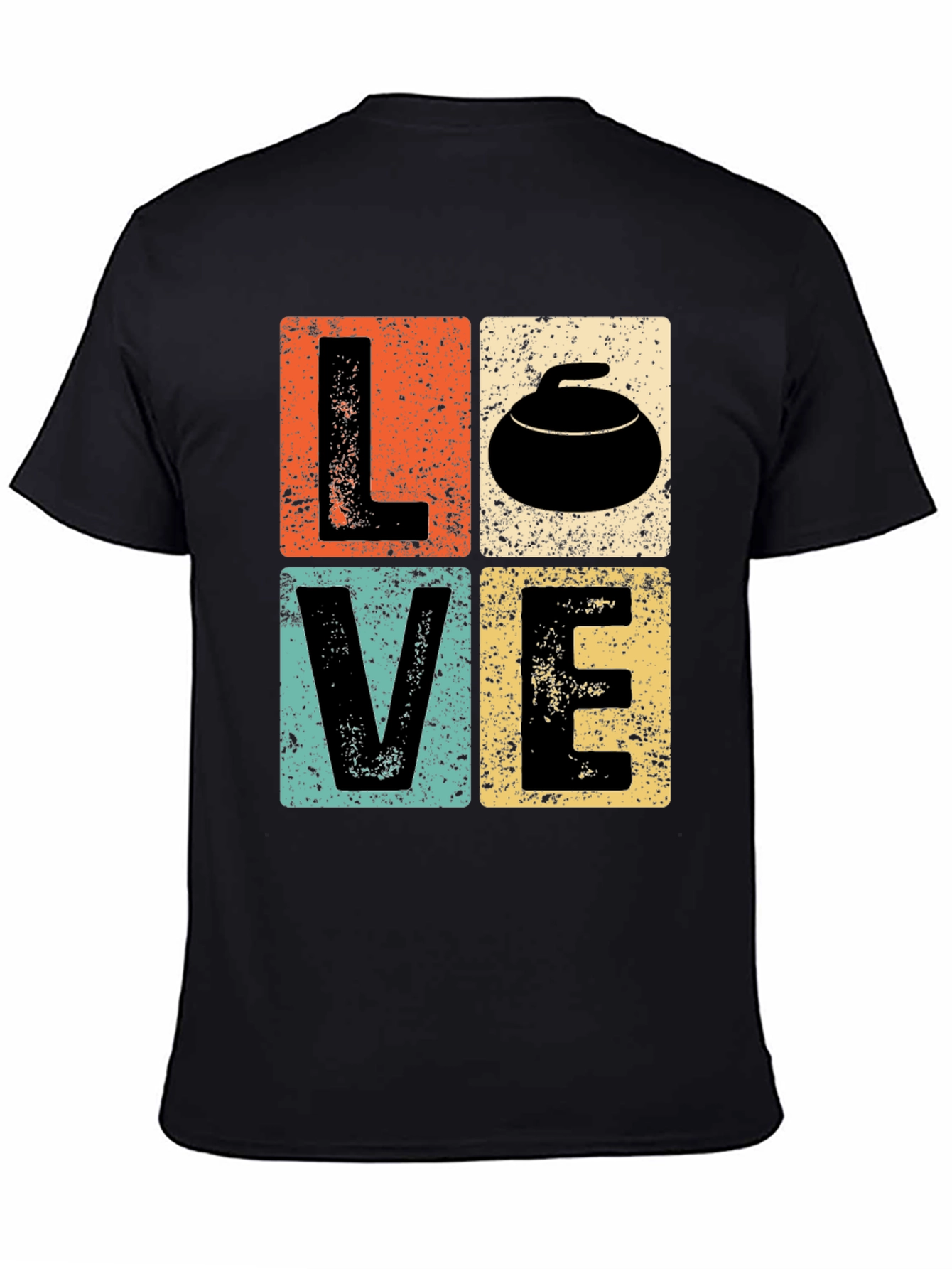 Black LOVE Curling T-Shirt - Retro Design view 4