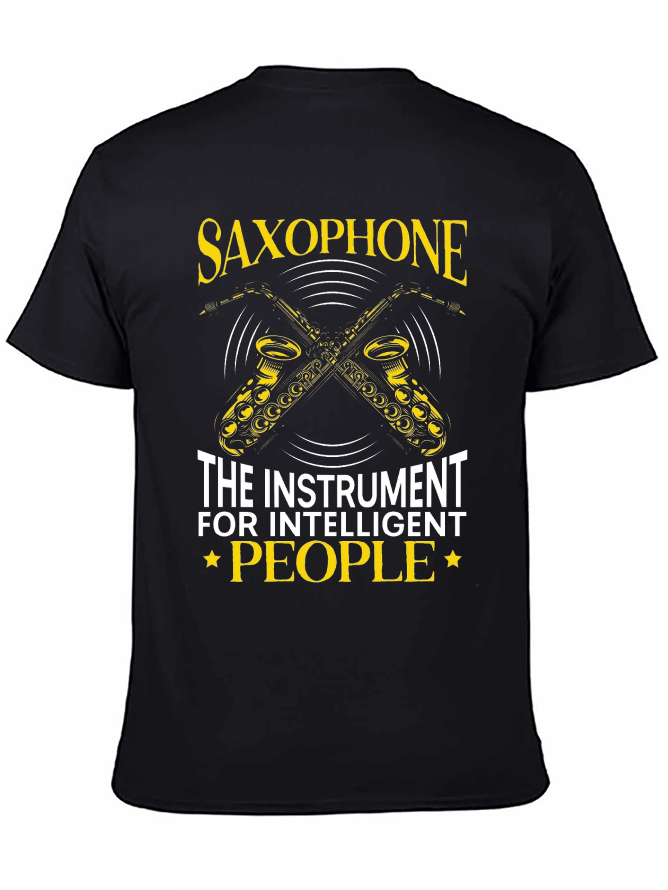Black Saxophone Intelligent People T-Shirt view 4
