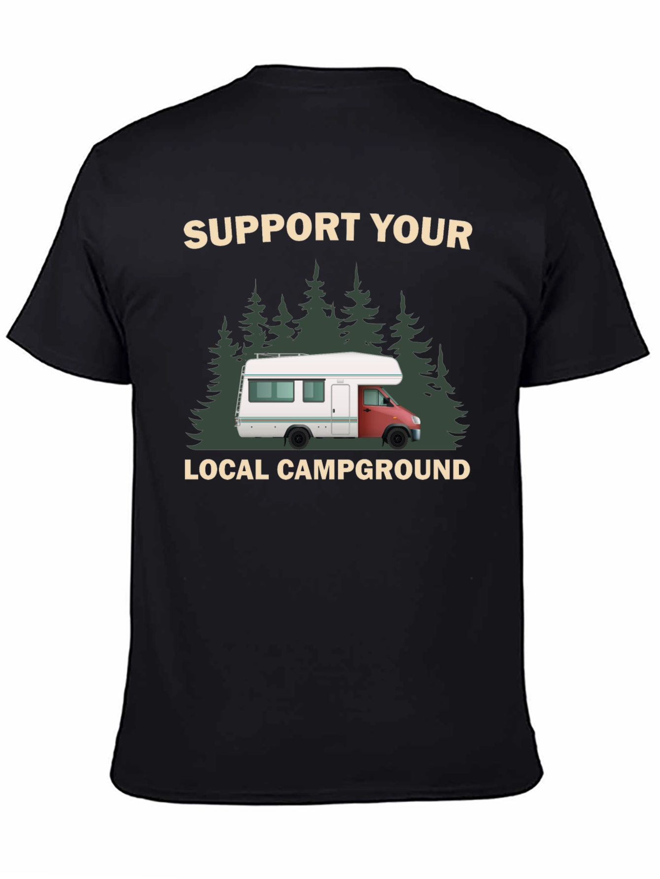 Black Support Your Local Campground Graphic Tee view 4