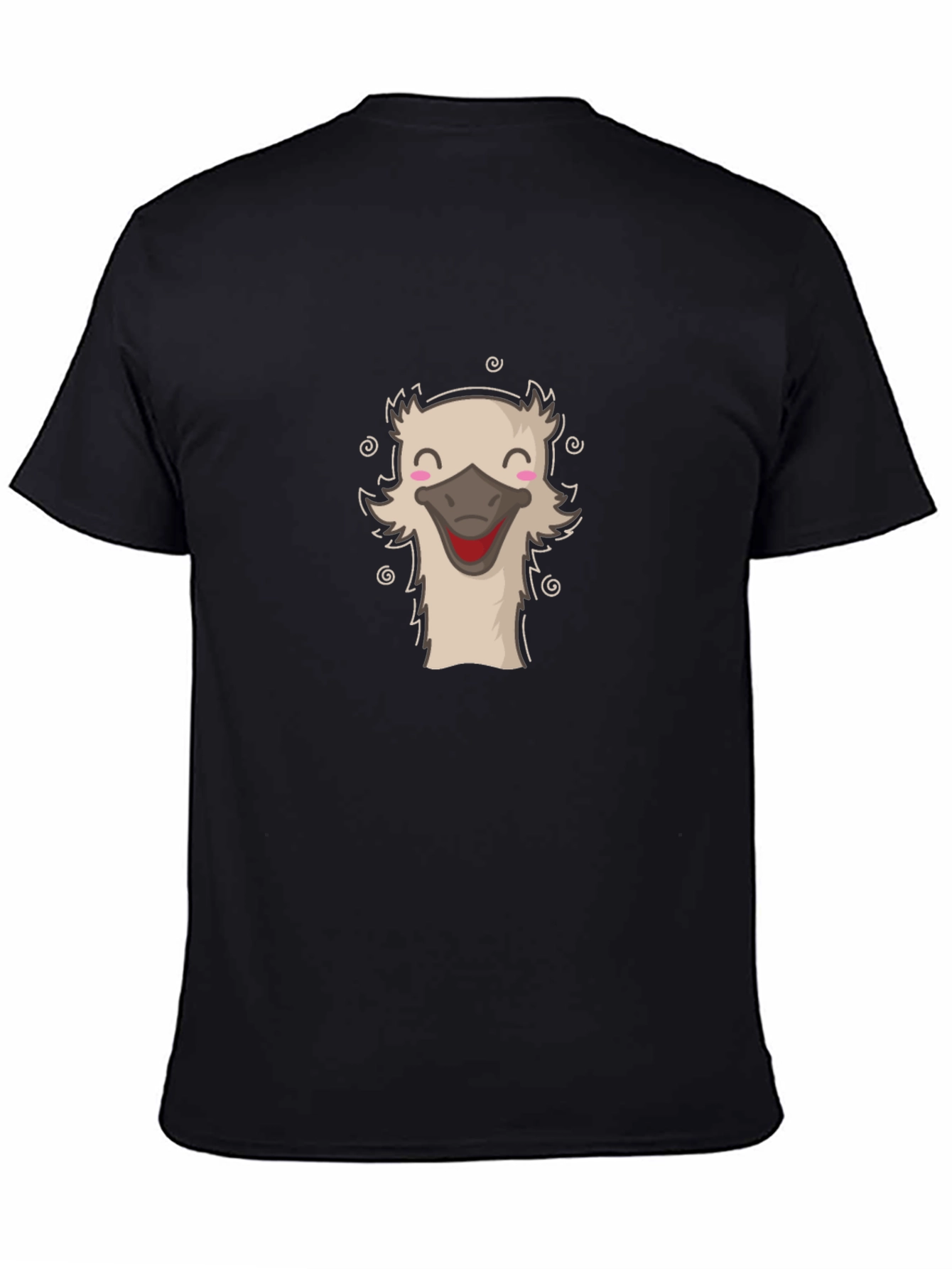 Black Funny Ostrich Cartoon Graphic Tee - Black view 4
