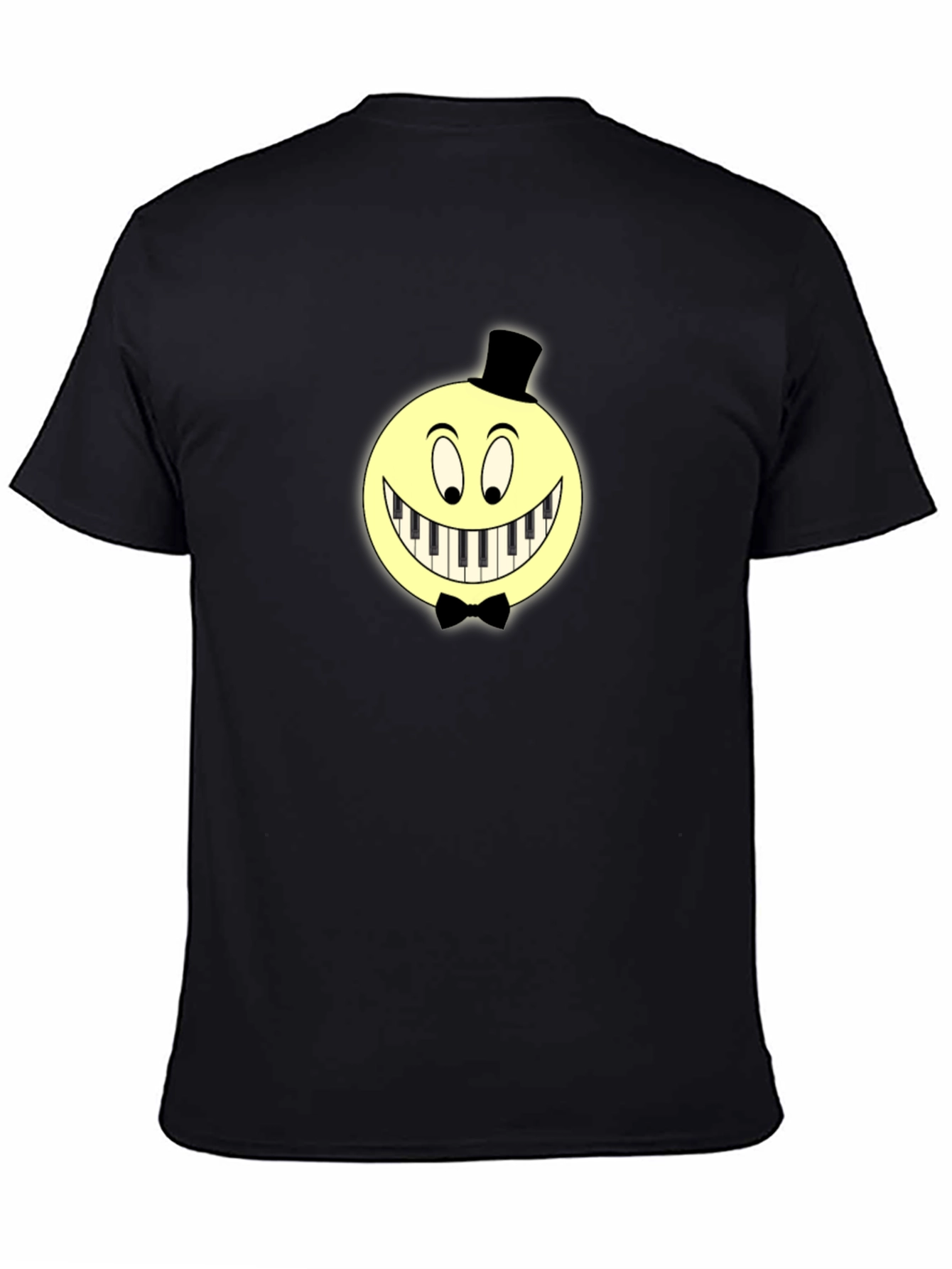 Black Piano Smile Graphic T-Shirt - Unique Design view 4