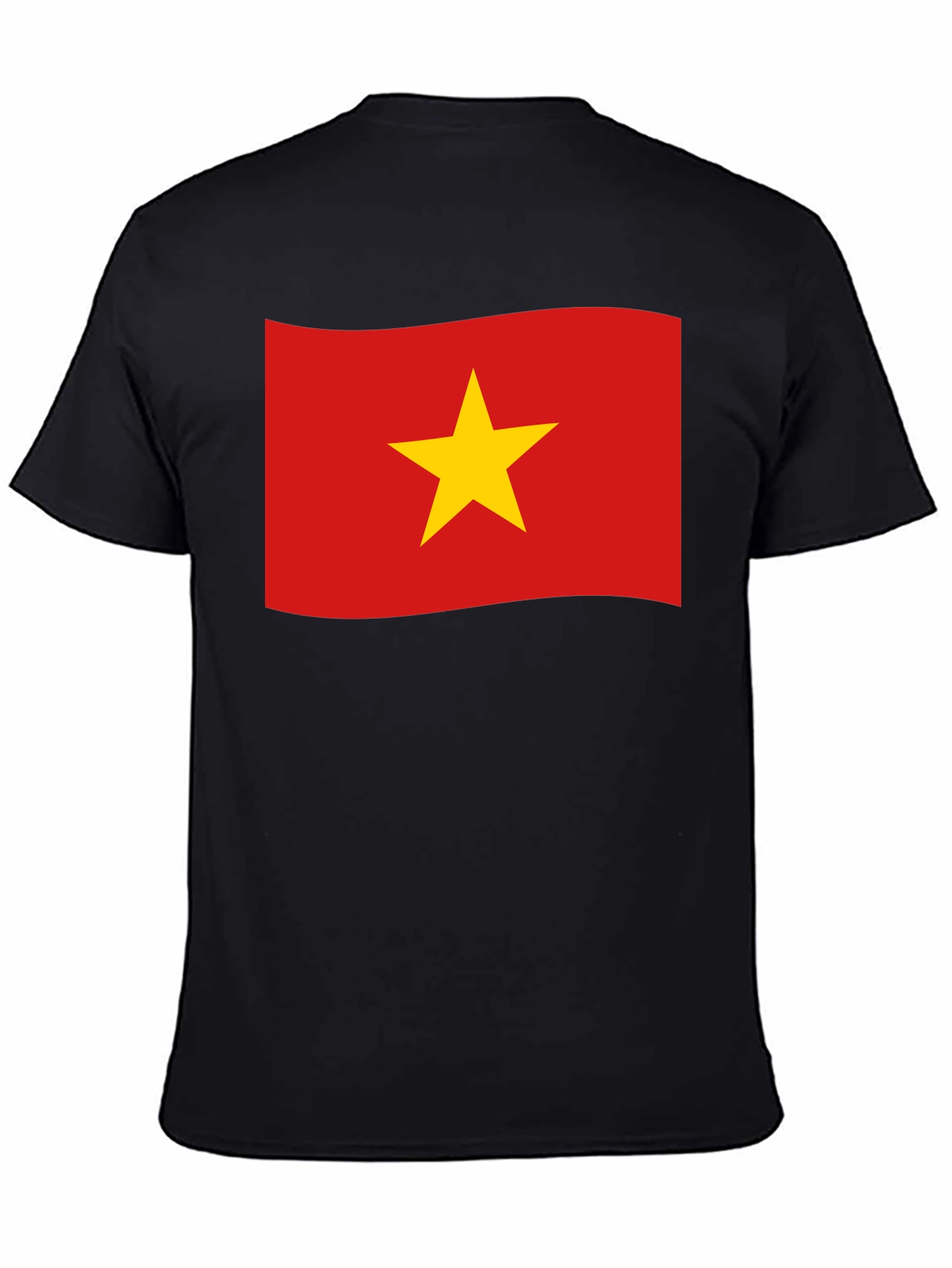 Black Vietnam Flag T-Shirt - Black Crew Neck Tee view 4